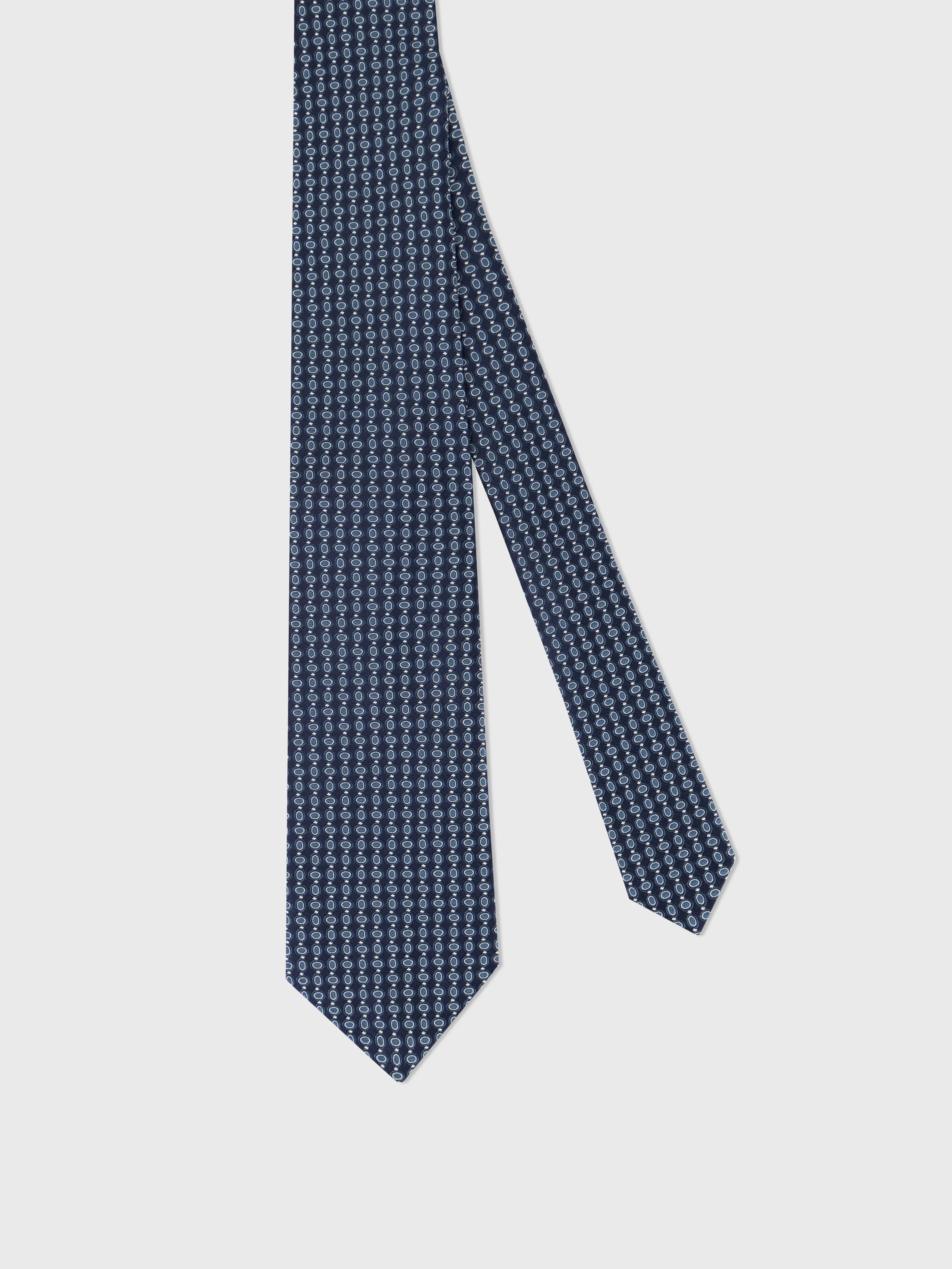 100% Silk Tie with Geometric Micro Oval - Periwinkle