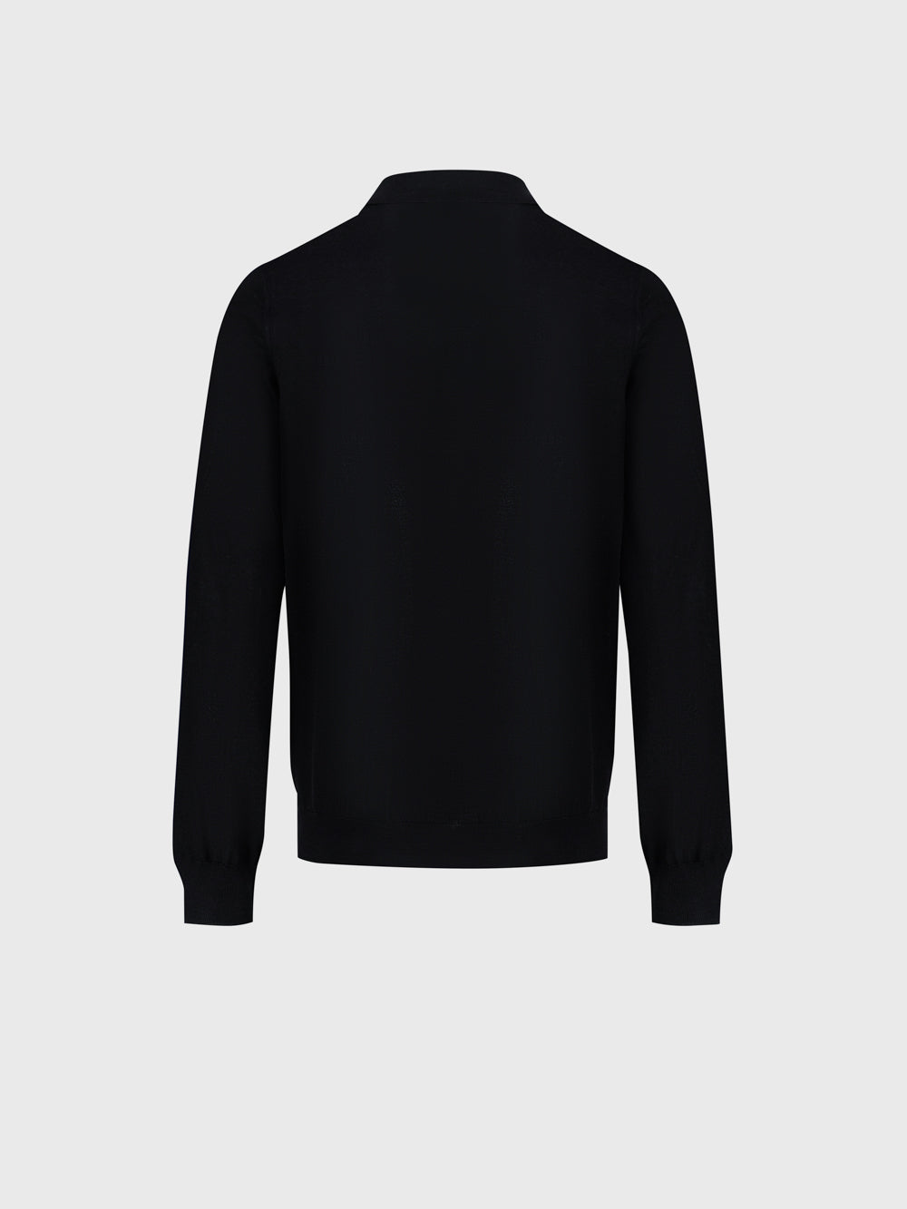 Jacquard Polo Half-Zip Knit with Crocodile Leather Trim – Black