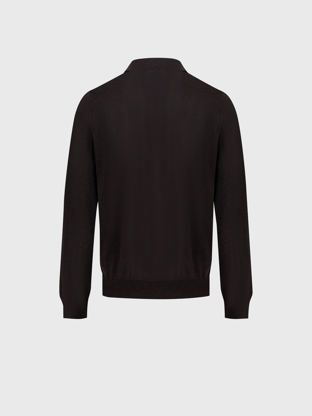 Jacquard Polo Half-Zip Knit with Crocodile Leather Trim – Chocolate