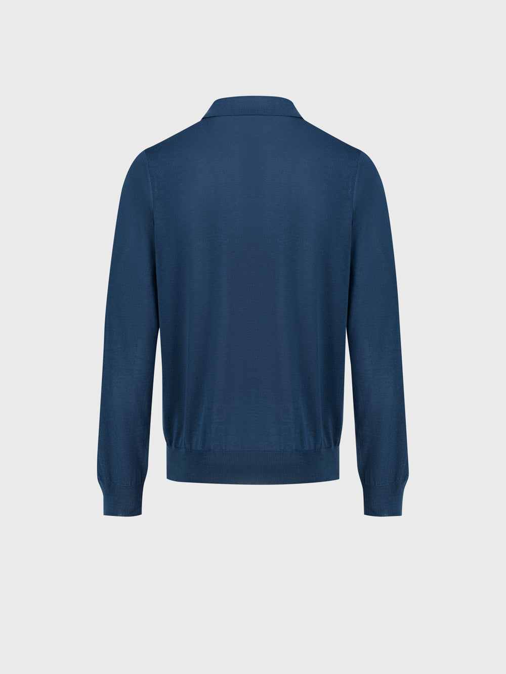 Jacquard Polo Half-Zip Knit with Crocodile Leather Trim – Smoke Blue