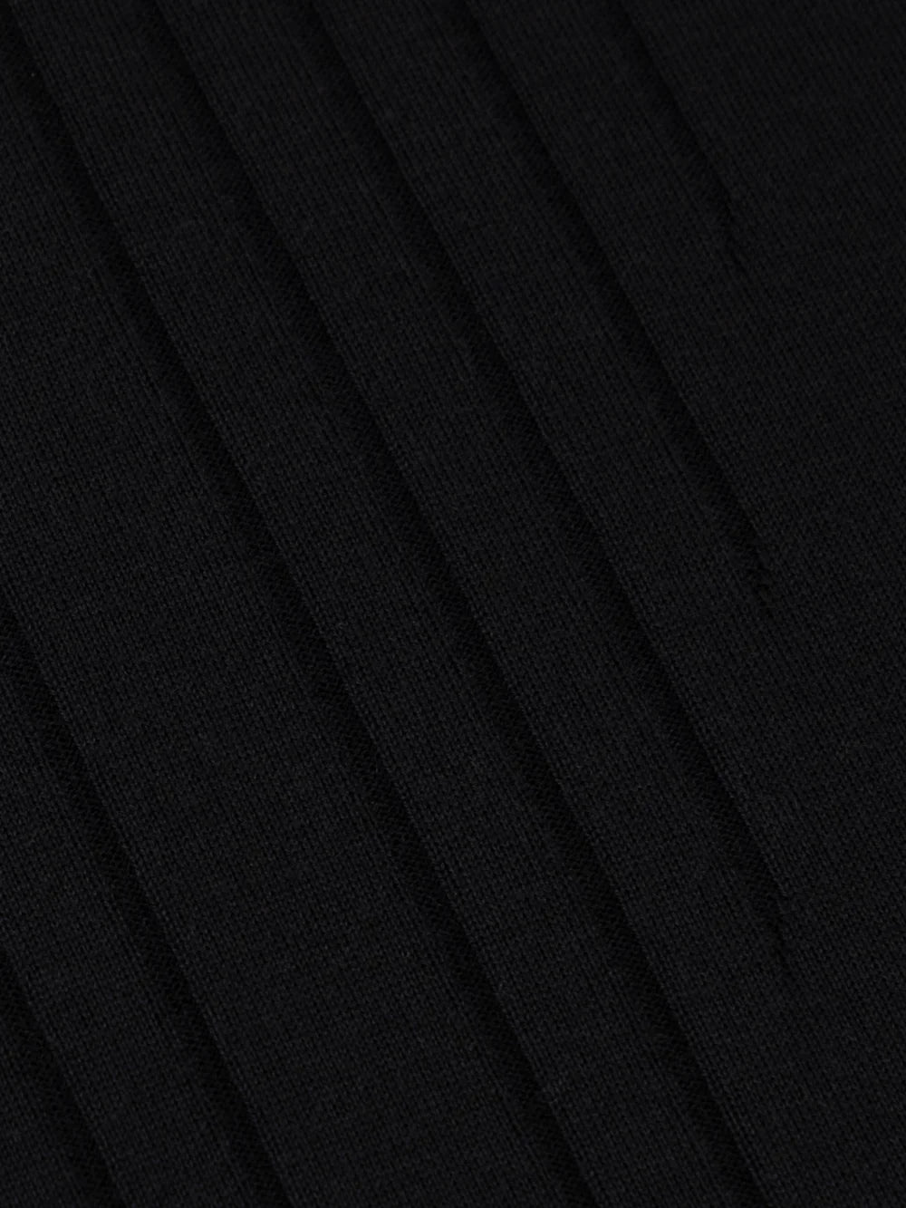 Wool-Silk Blend Half-Zip Knit with Inverted V Rib Panel – Black