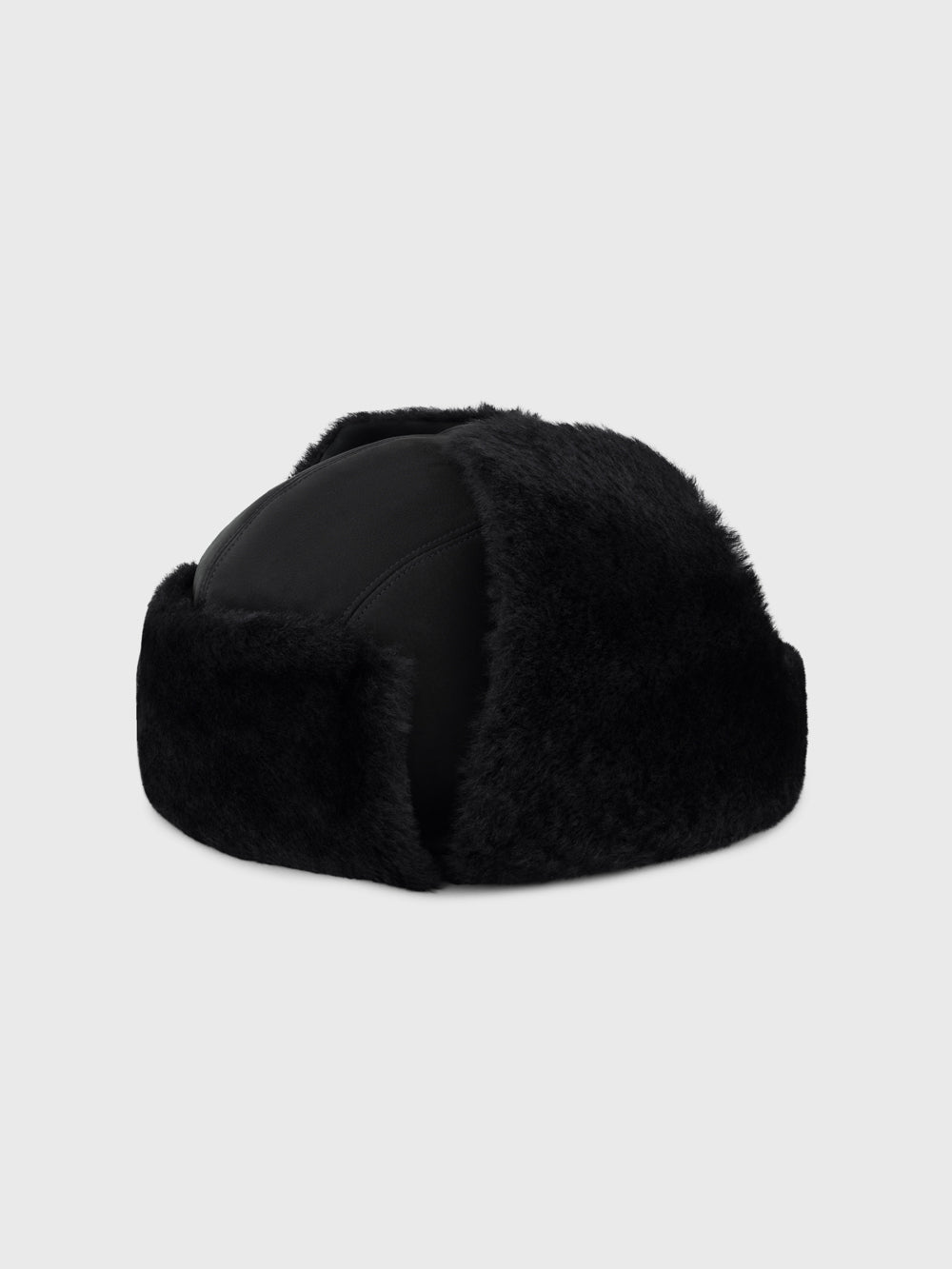 Shearling and Deerskin Trapper Hat - Black