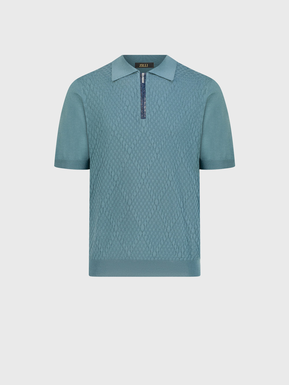 Cotton & Silk Polo with Crocodile Details