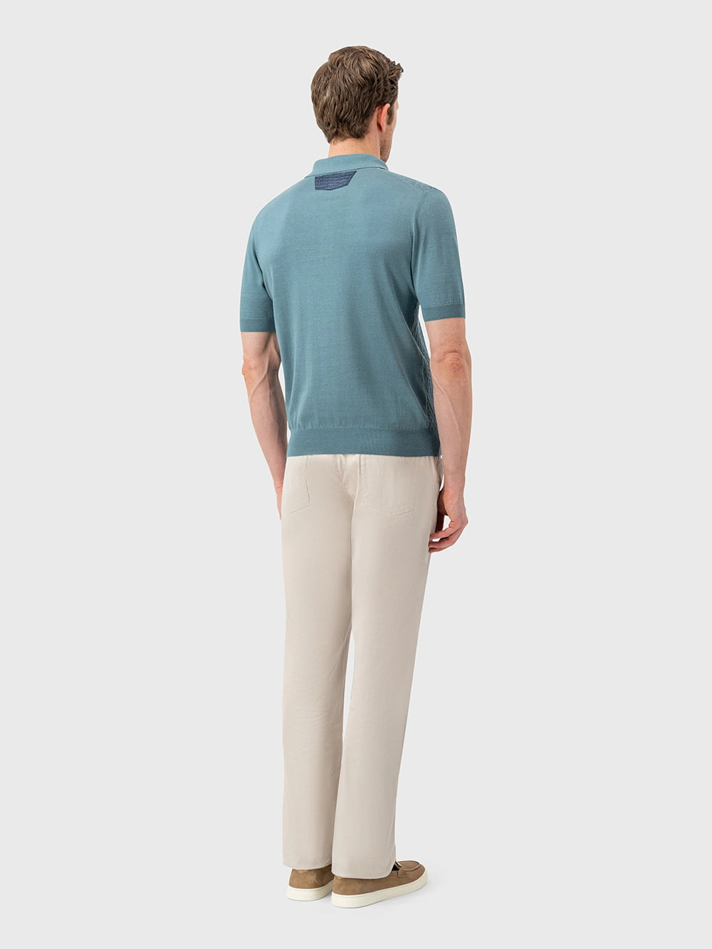 Cotton & Silk Polo with Crocodile Details