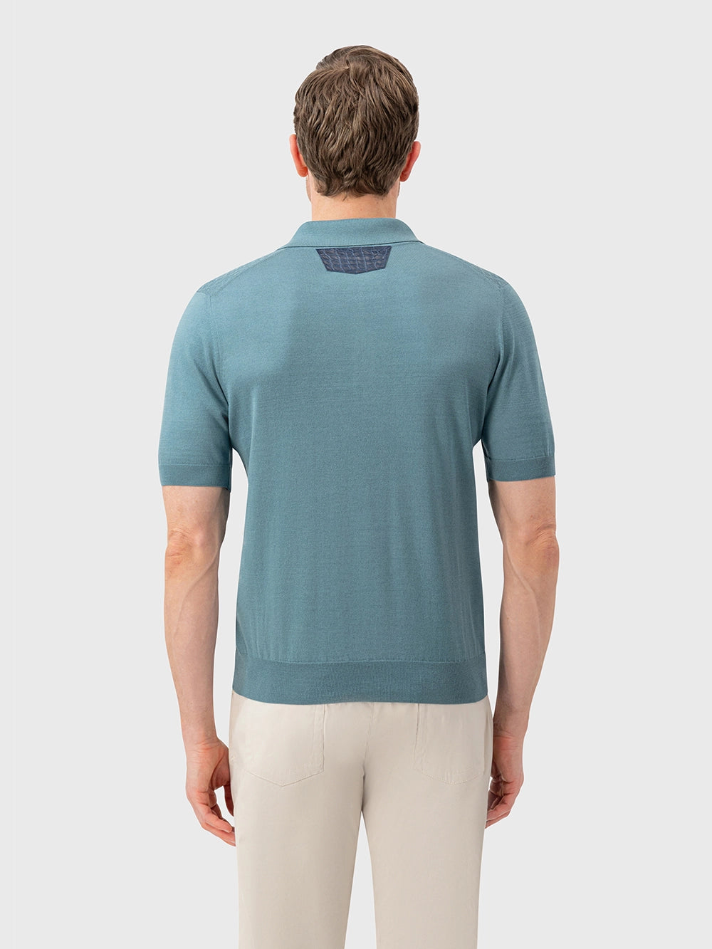 Cotton & Silk Polo with Crocodile Details