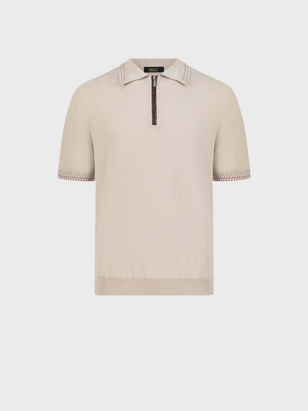 Cotton & Silk Polo with Crocodile Details
