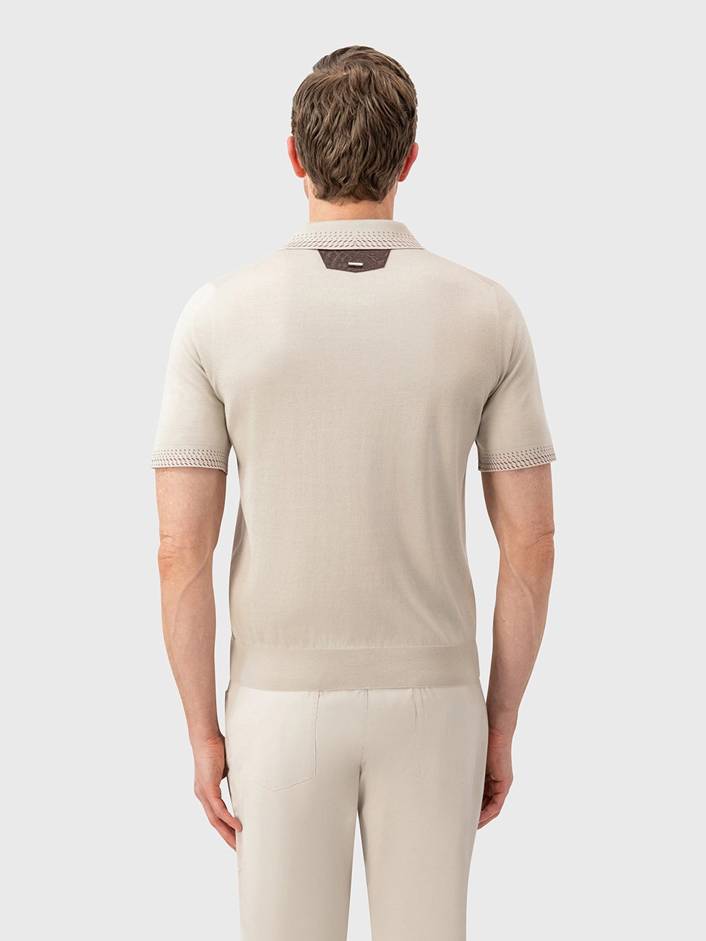 Cotton & Silk Polo with Crocodile Details