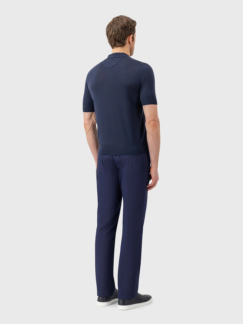 Wool Polo with Lion Cotton Piqué