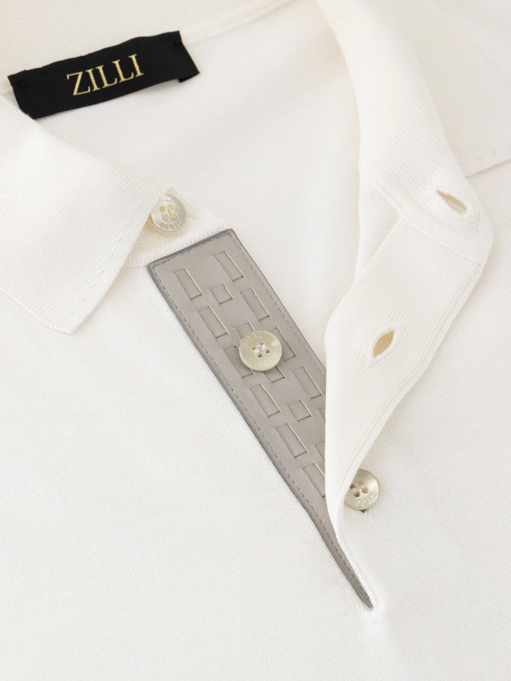 Cotton & Silk Polo with Lambskin Details