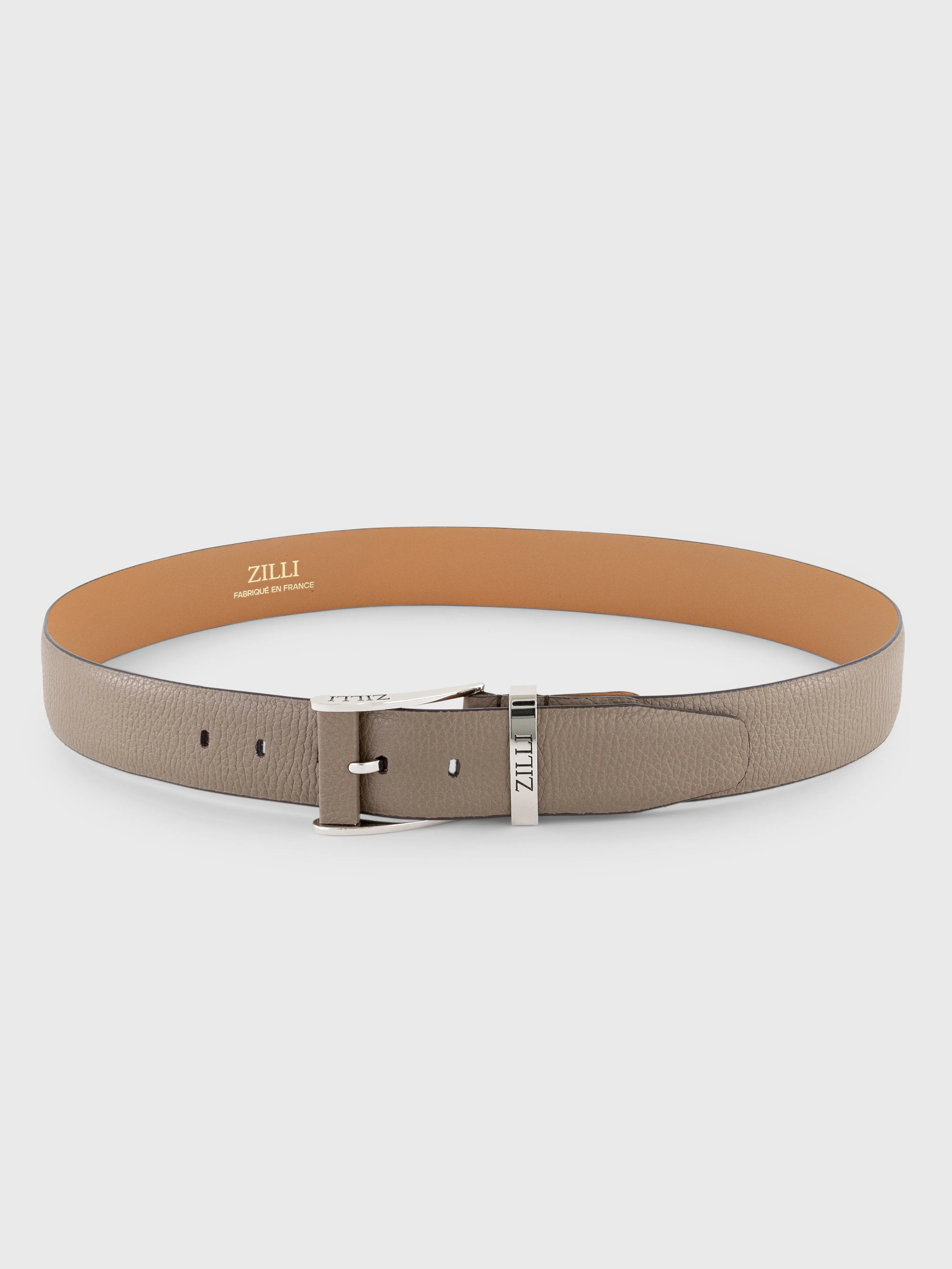 Palladium Buckle Grained Leather Belt
