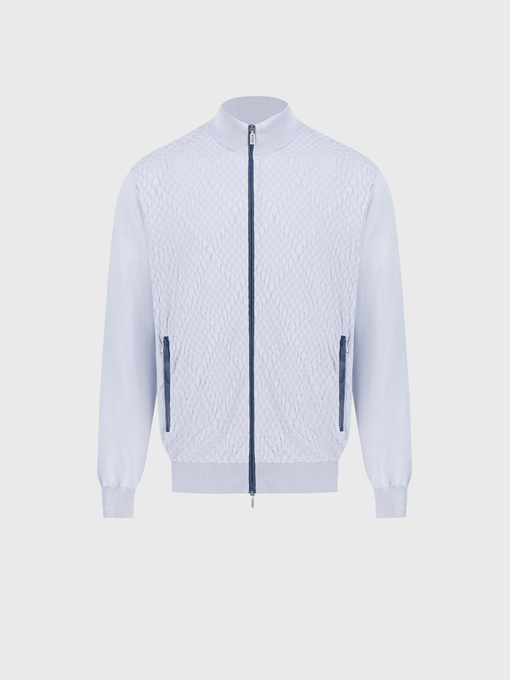 Zip-Up Cotton & Silk Sweater