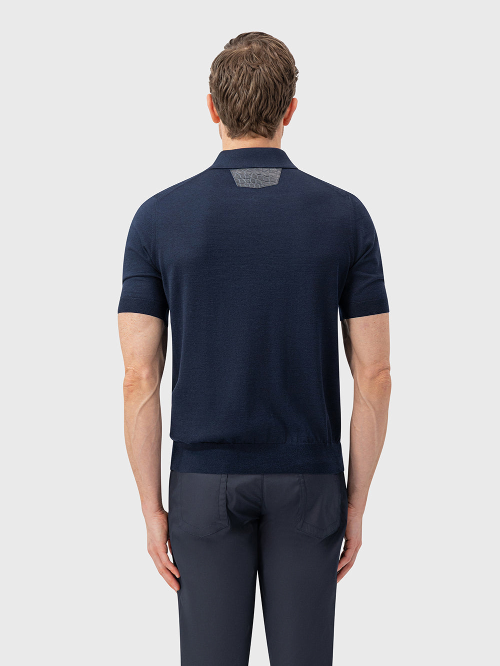 Cotton & Silk Polo with Crocodile Details