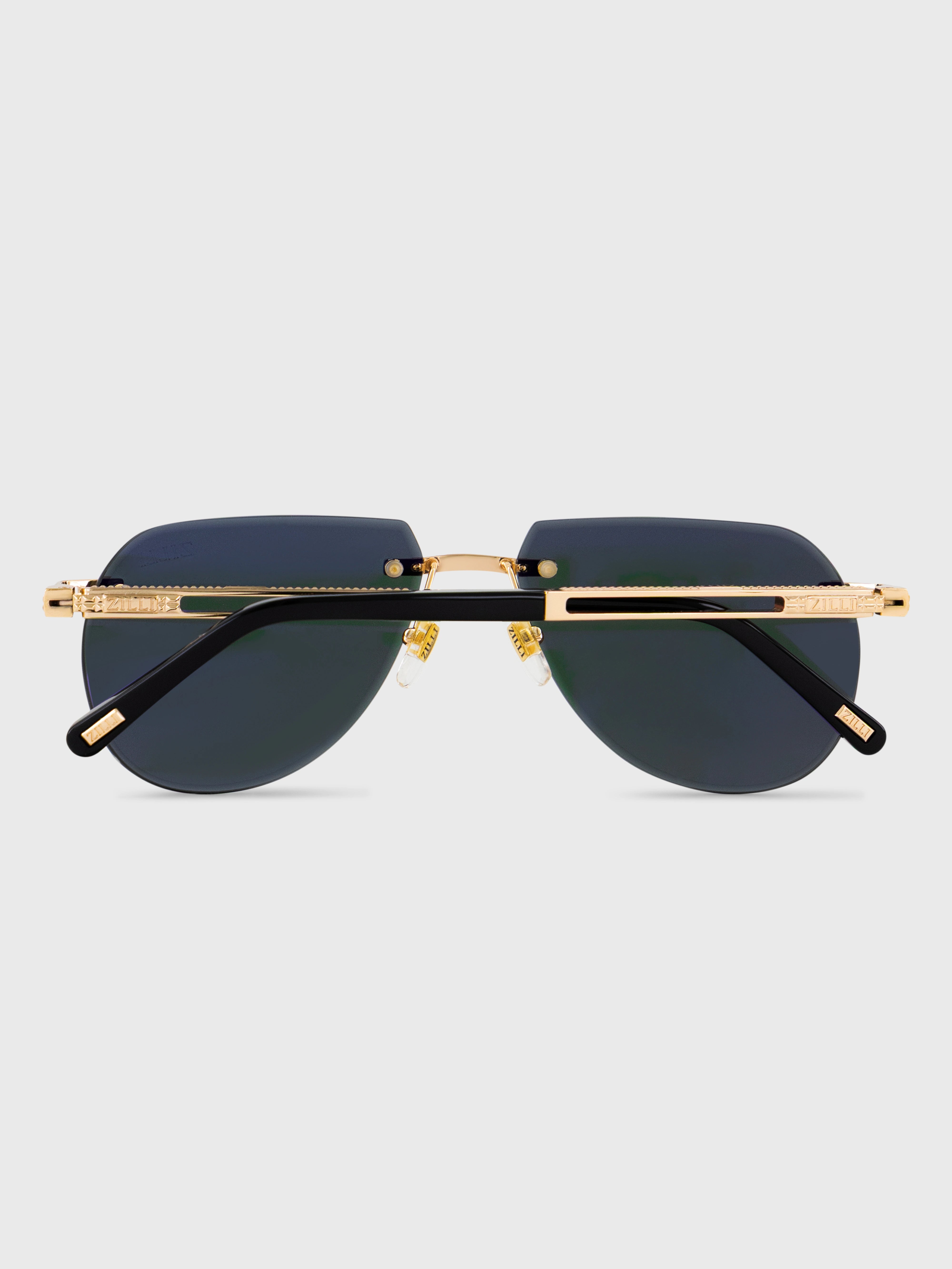 Rimless Navigator Shield Sunglasses - Gold