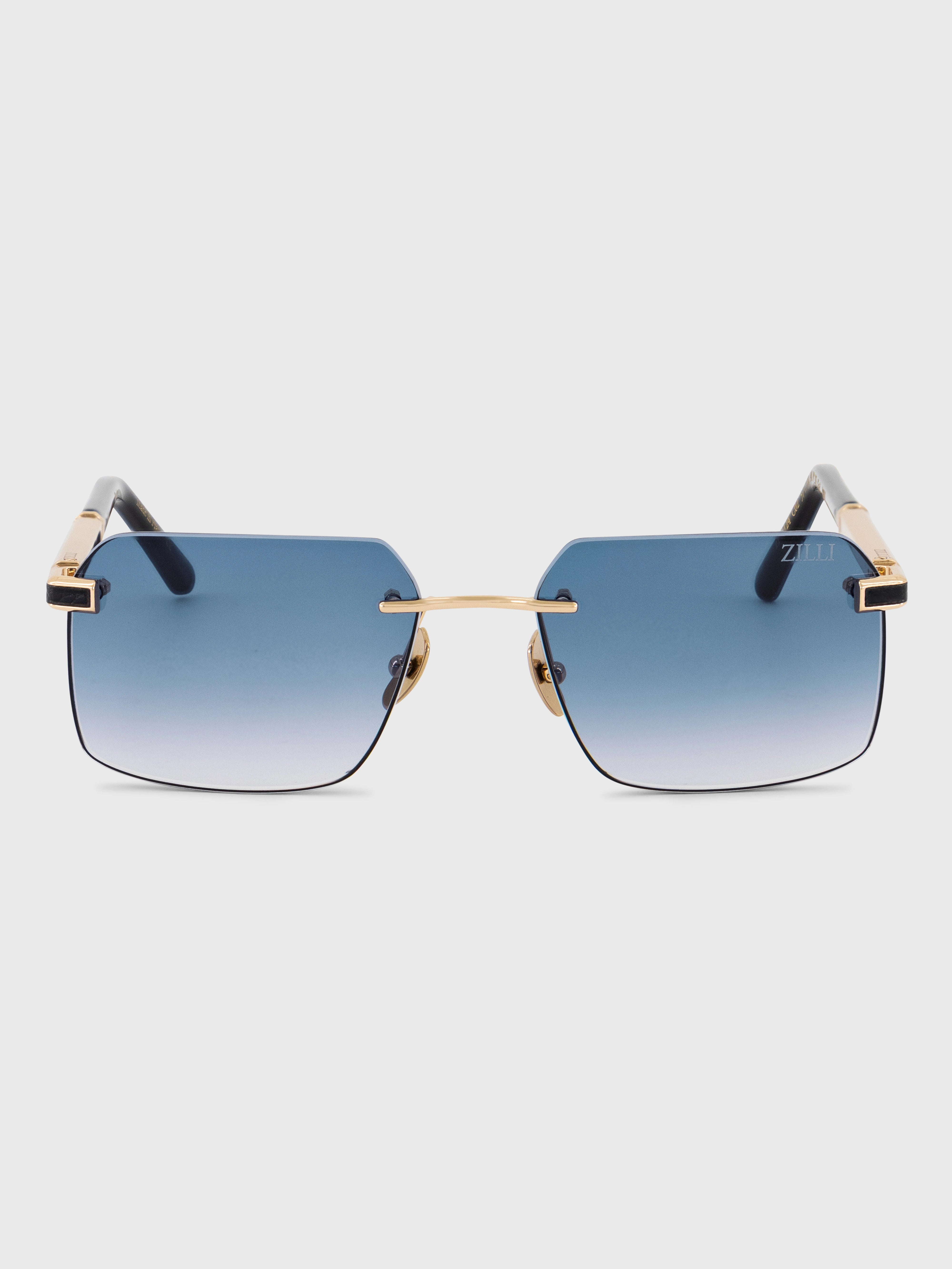 Rimless Aviator Shield Sunglasses - Gold