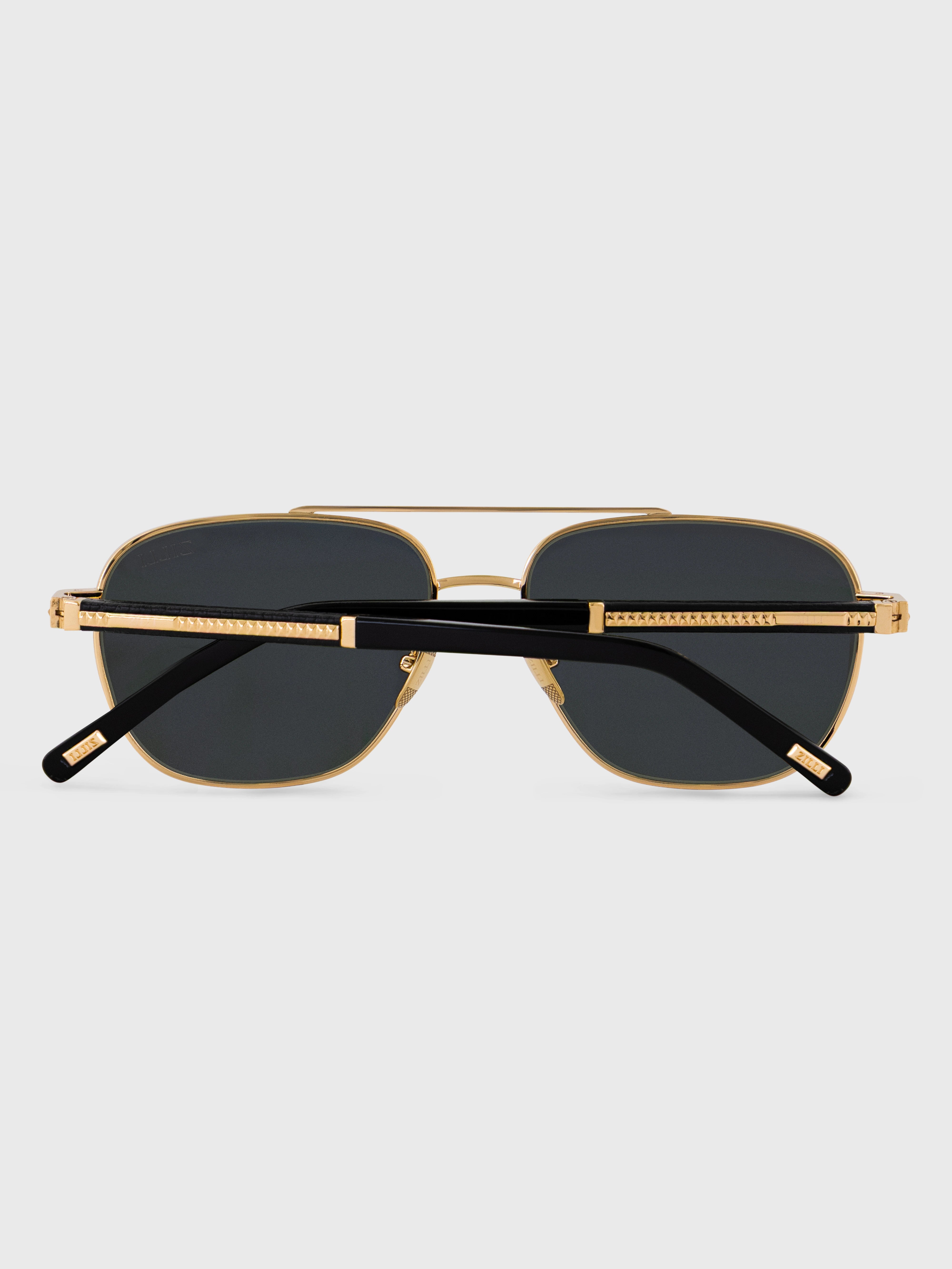 Square Aviator Sunglasses - Gold Temple