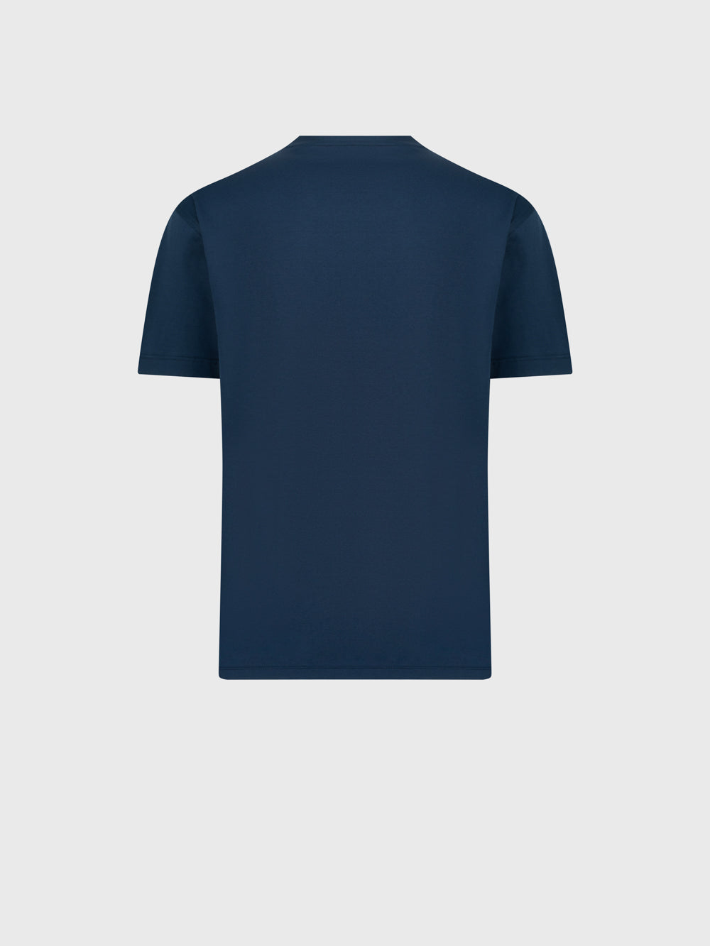 Round Neck T-Shirt with ZILLI Leather Patch - Dark Navy