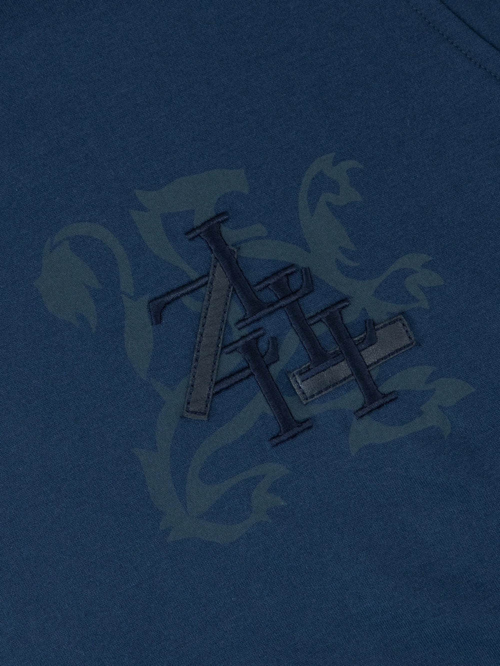 Round Neck T-Shirt with ZILLI Leather Patch - Dark Navy