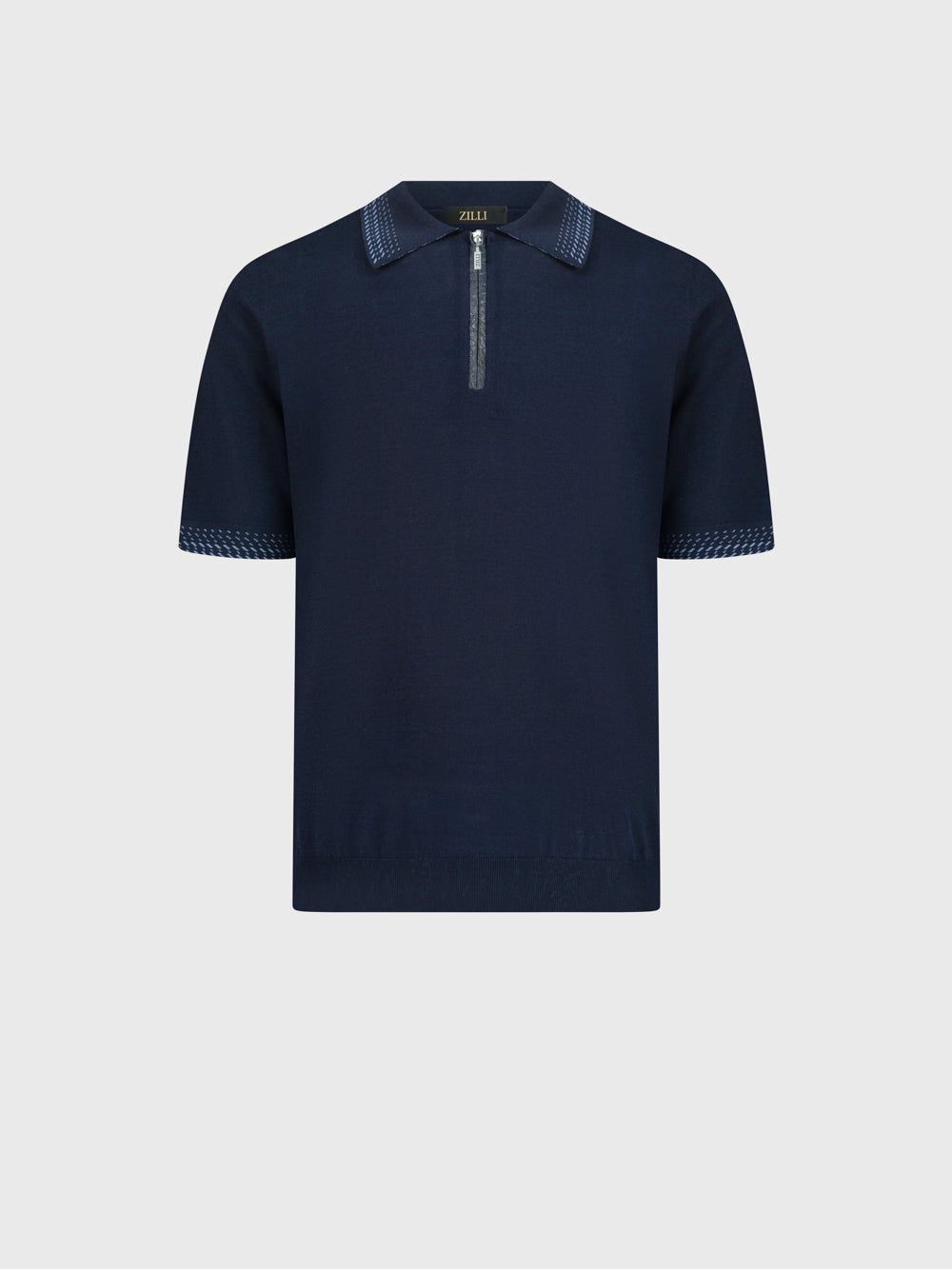 Cotton & Silk Polo with Crocodile Details