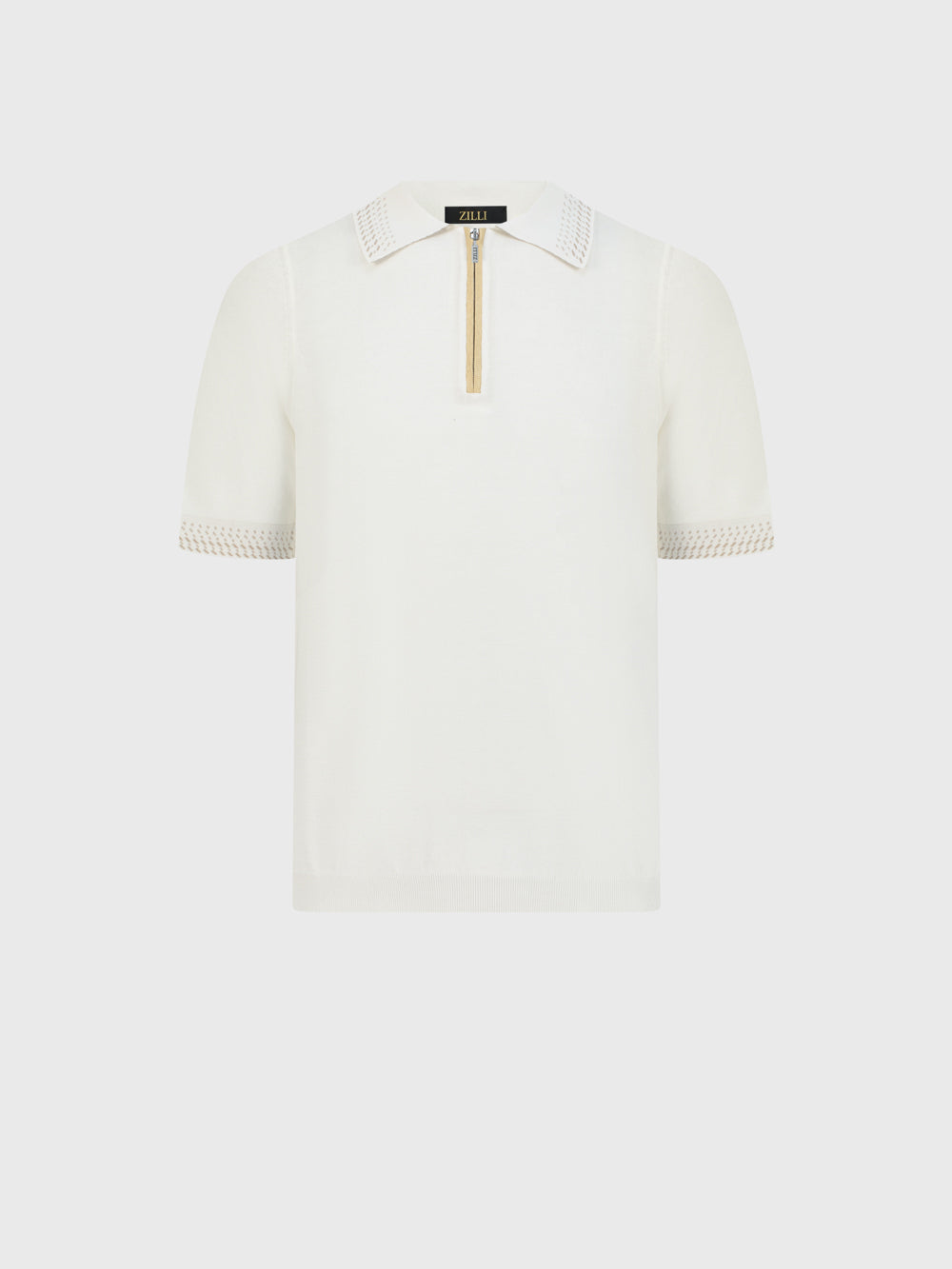 Cotton & Silk Polo with Crocodile Details