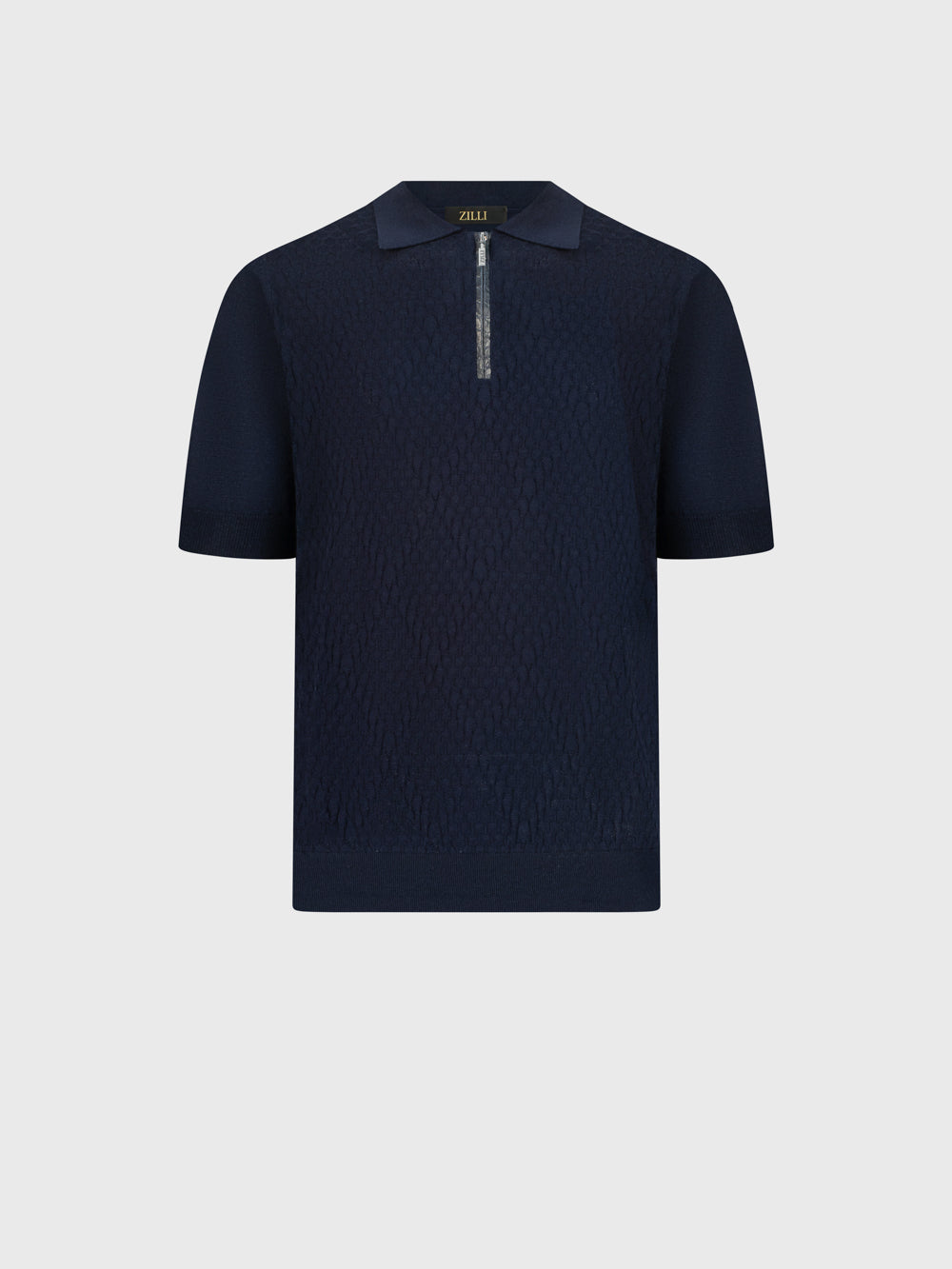 Cotton & Silk Polo with Crocodile Details
