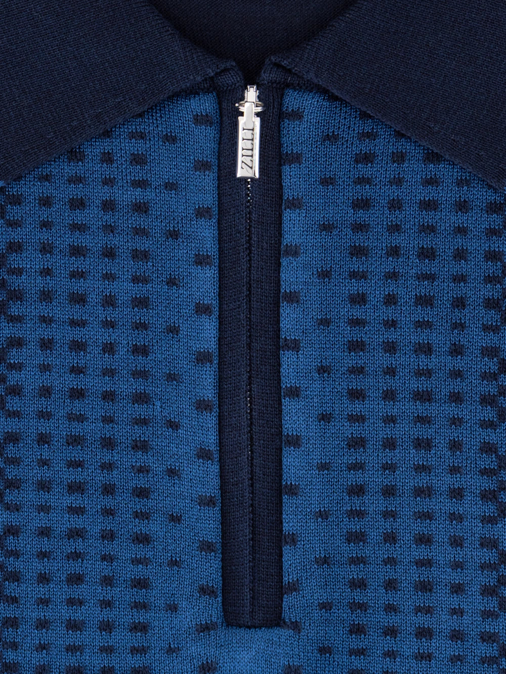Dark Navy Silk & Cotton Polo