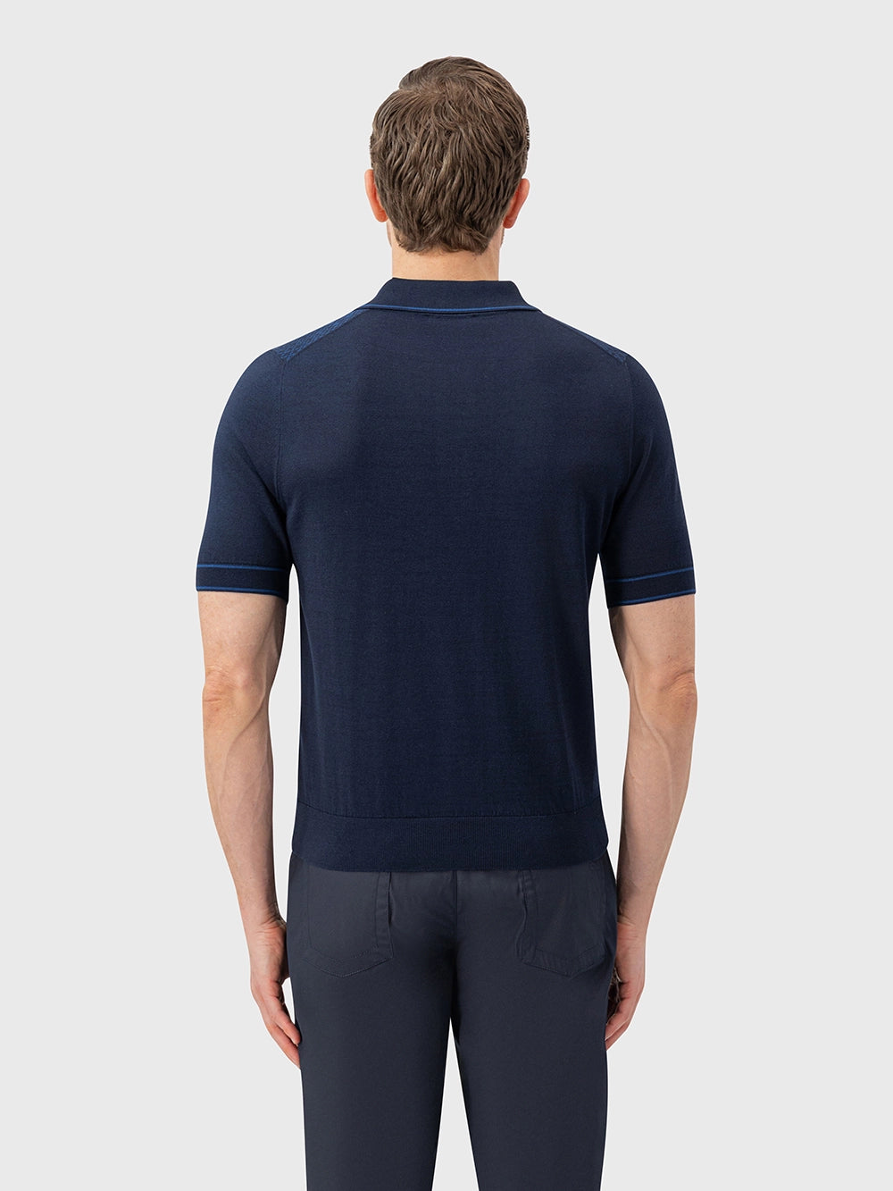 Dark Navy Silk & Cotton Polo