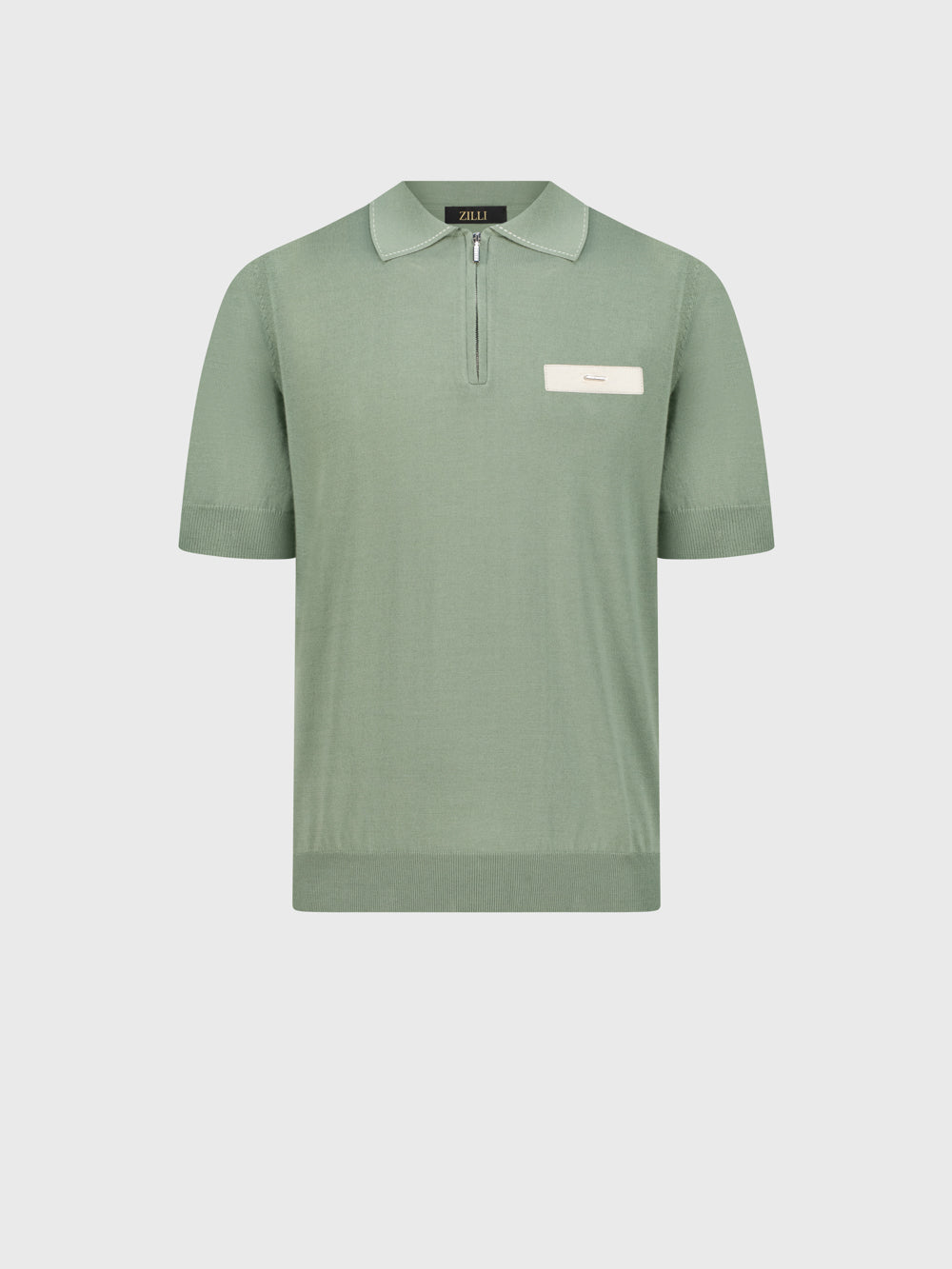 Cotton & Silk Polo with Crocodile Details