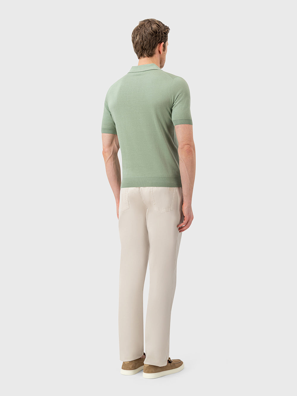 Cotton & Silk Polo with Crocodile Details