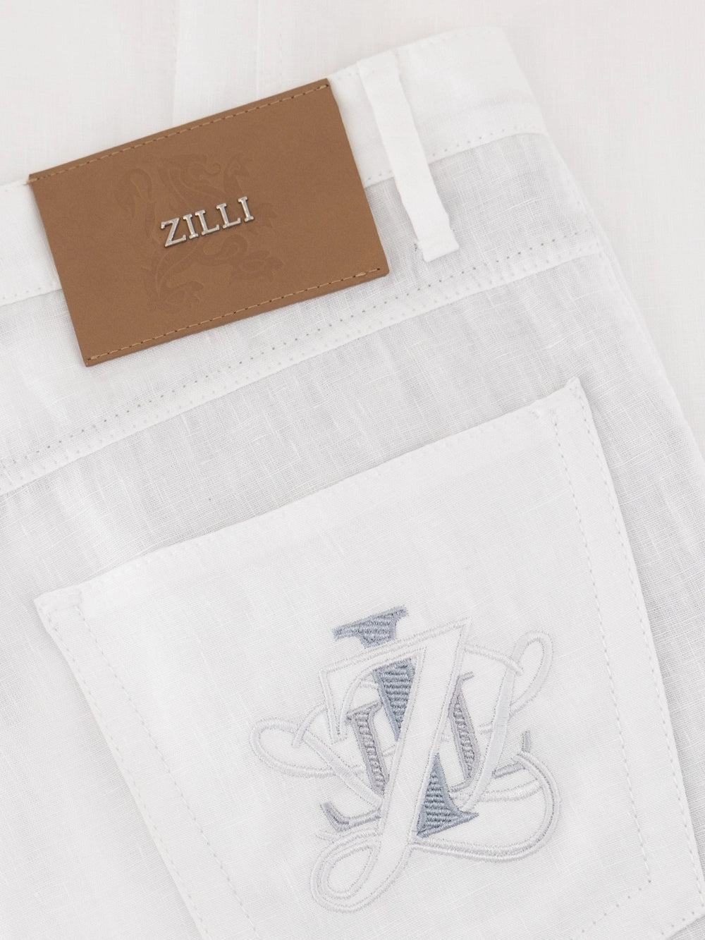 Брюки из льна облегающего кроя — натуральный белый цвет