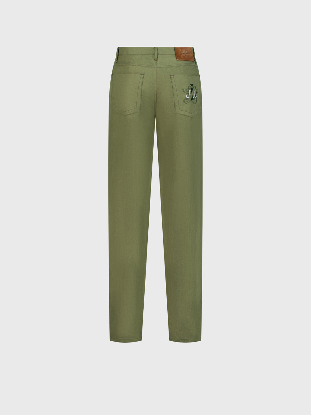 بنطال من الكتان بقصة ضيقة - لون الزعتر