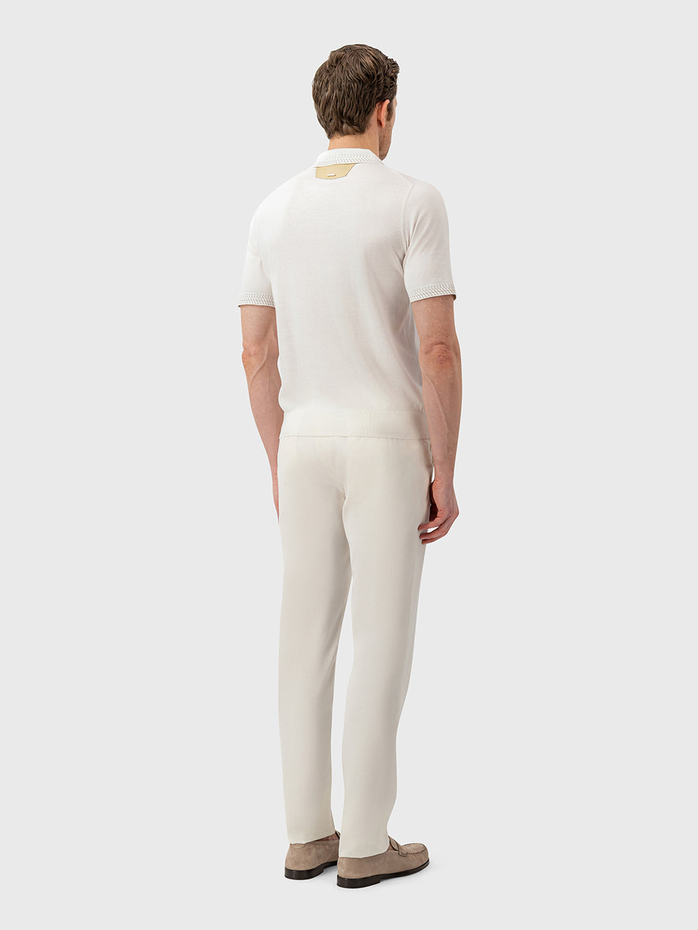 Cotton & Silk Polo with Crocodile Details
