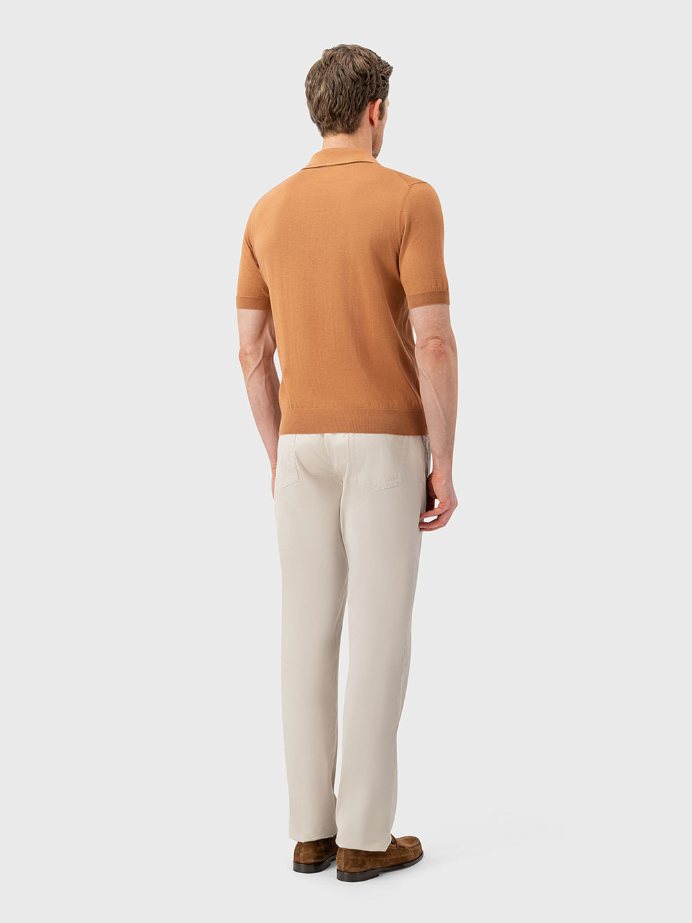 Cotton & Silk Polo with Crocodile Details
