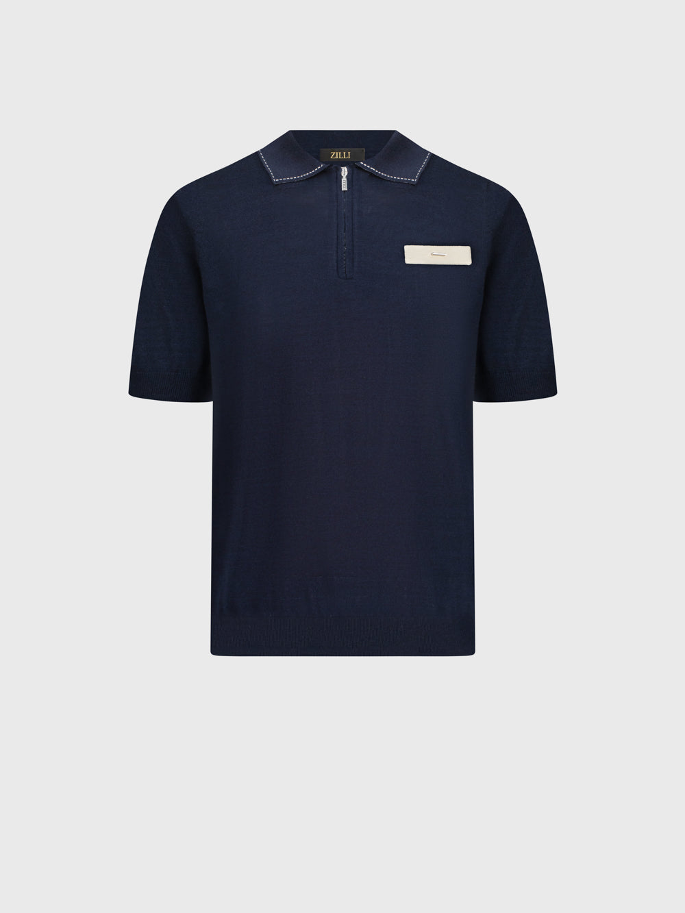 Cotton & Silk Polo with Crocodile Details