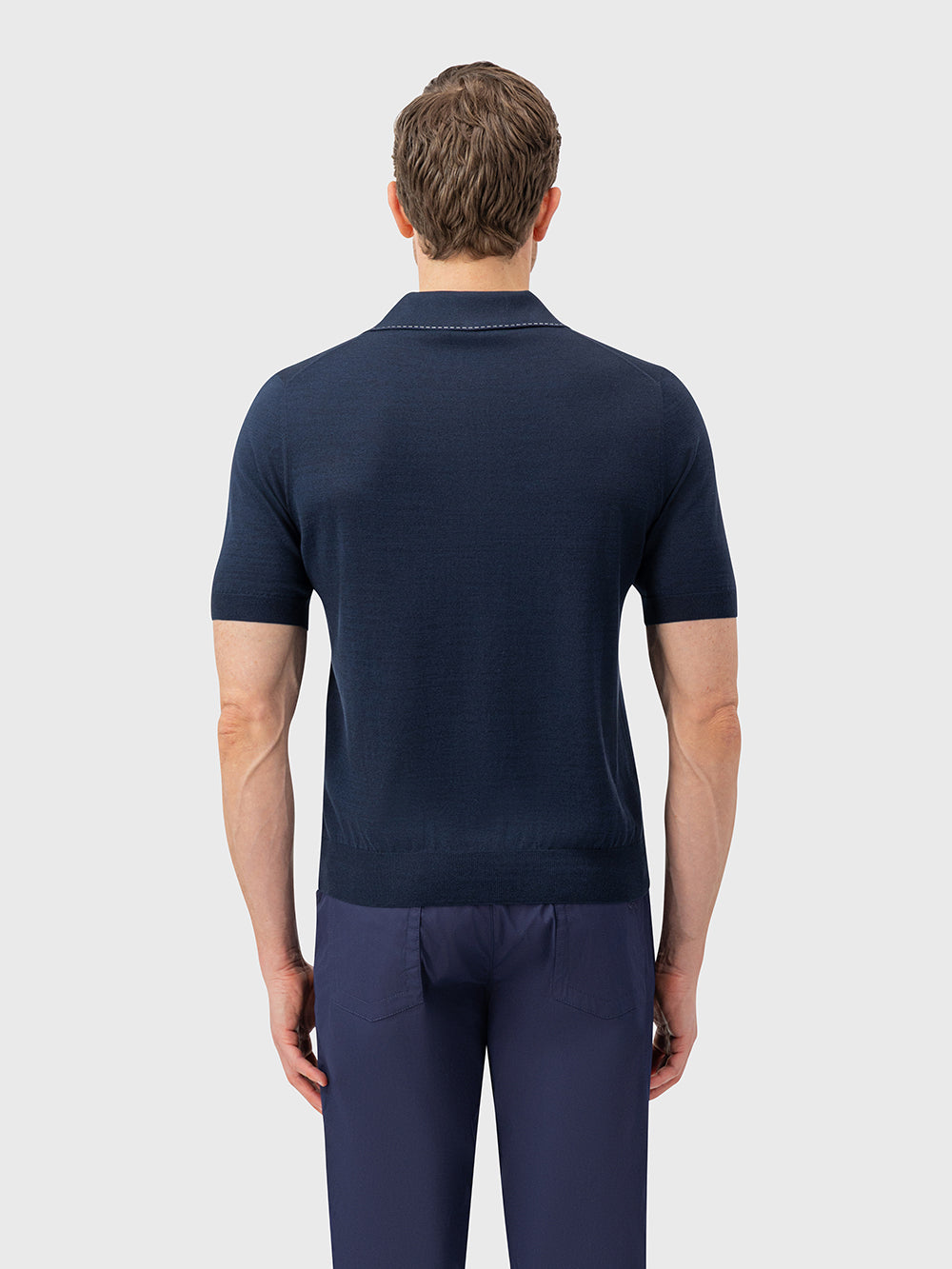 Cotton & Silk Polo with Crocodile Details