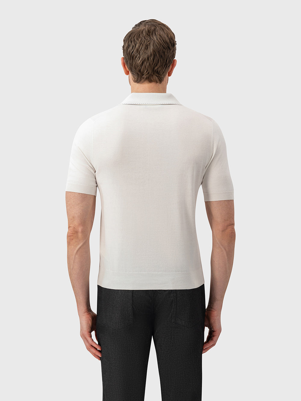 Cotton & Silk Polo with Crocodile Details