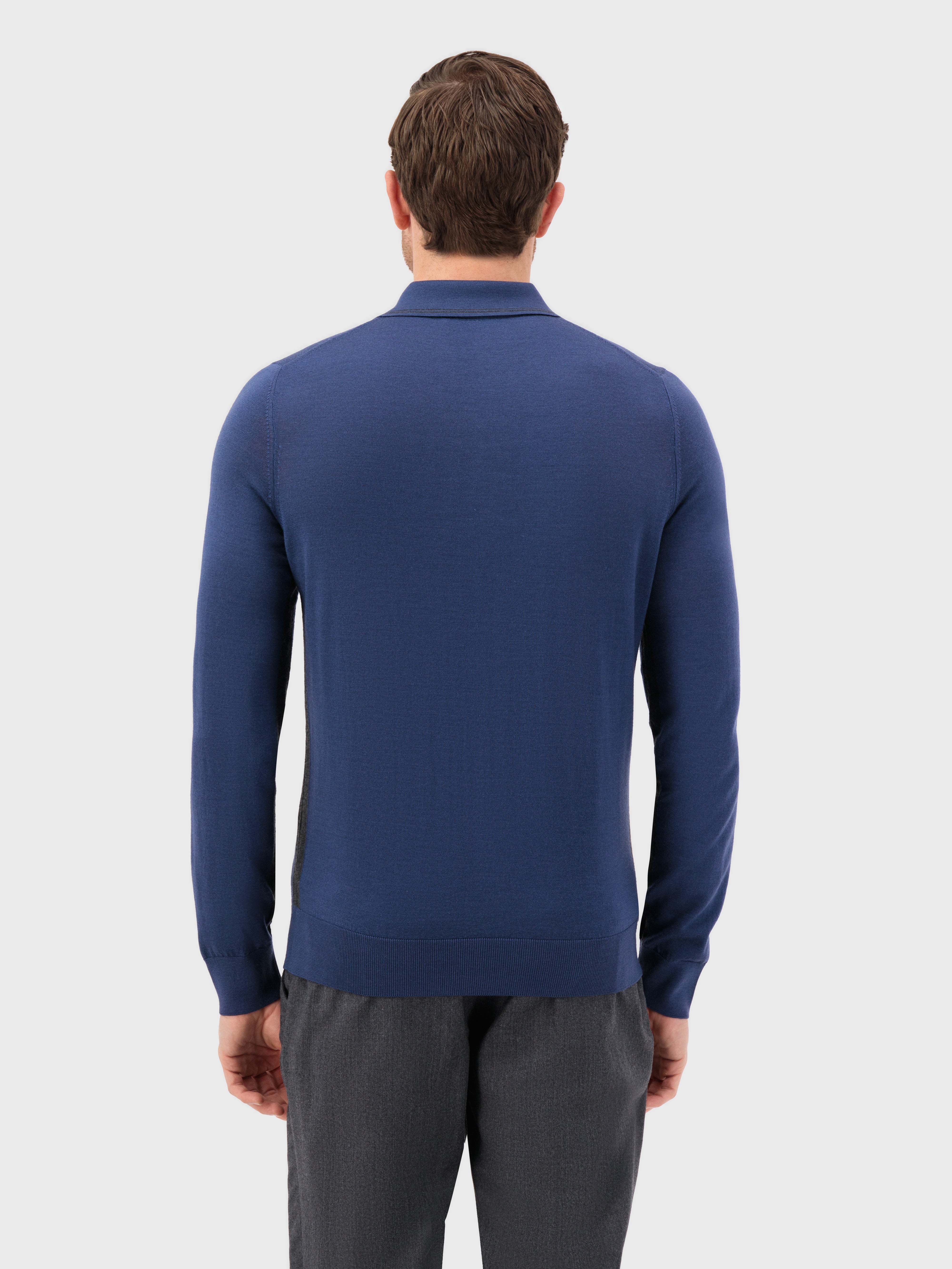 Рубашка-поло с длинным рукавом и вышивкой эмблемы грифона дымчато-голубая