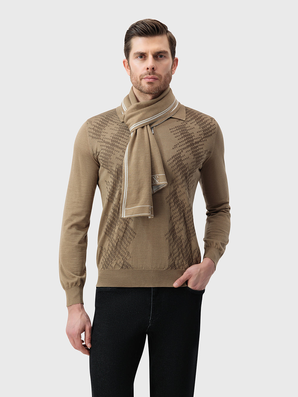 70% Wool 30% Silk Scarf - Cappuccino