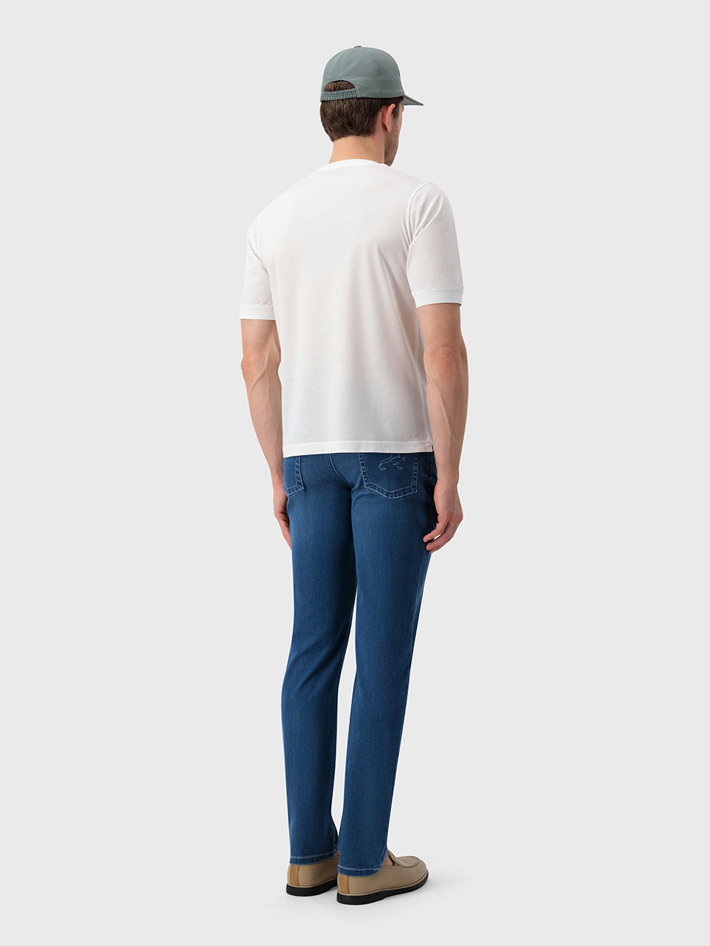 "ZILLI Crest" Embroidery Cotton T-Shirt - White