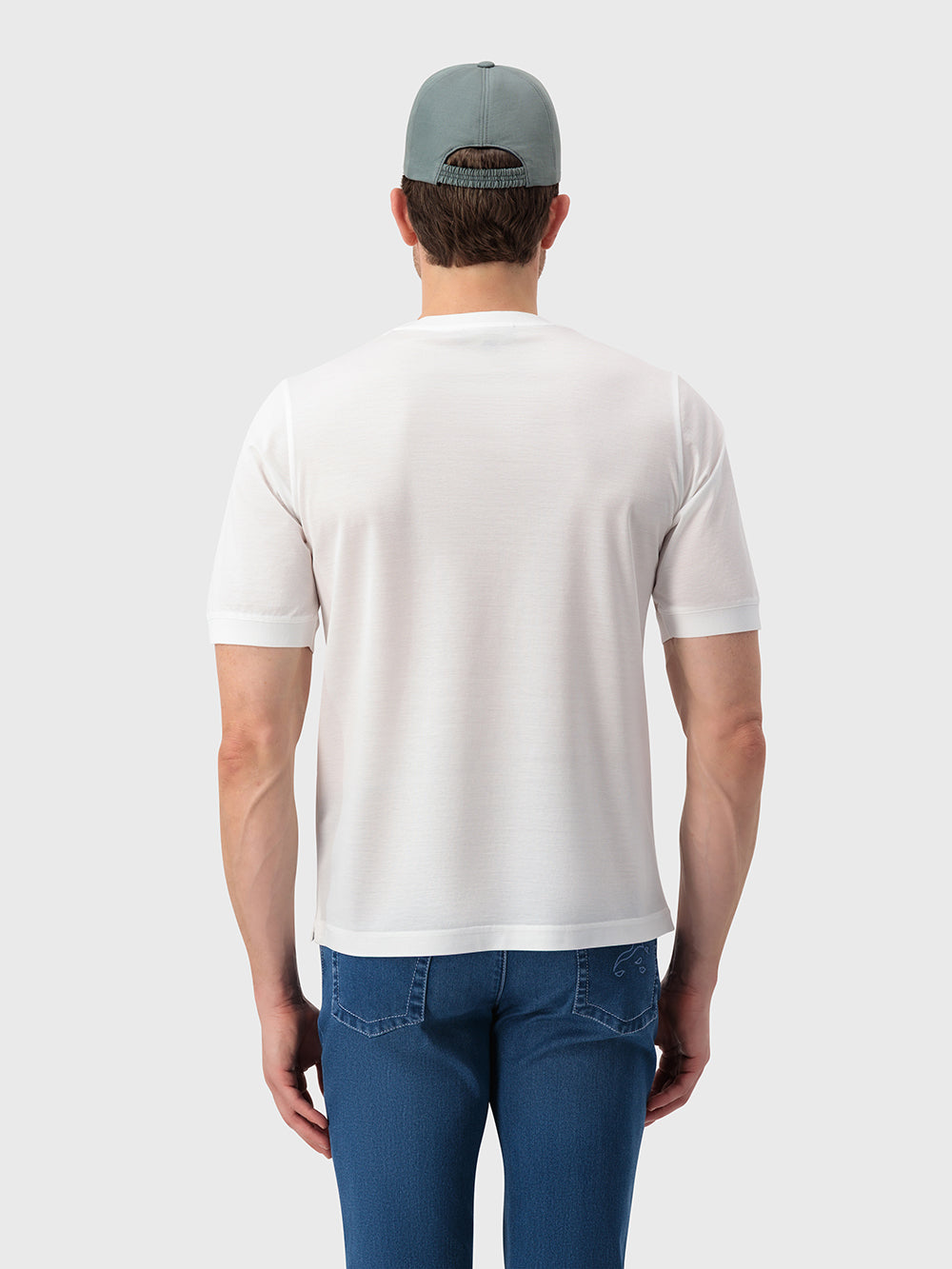 "ZILLI Crest" Embroidery Cotton T-Shirt - White