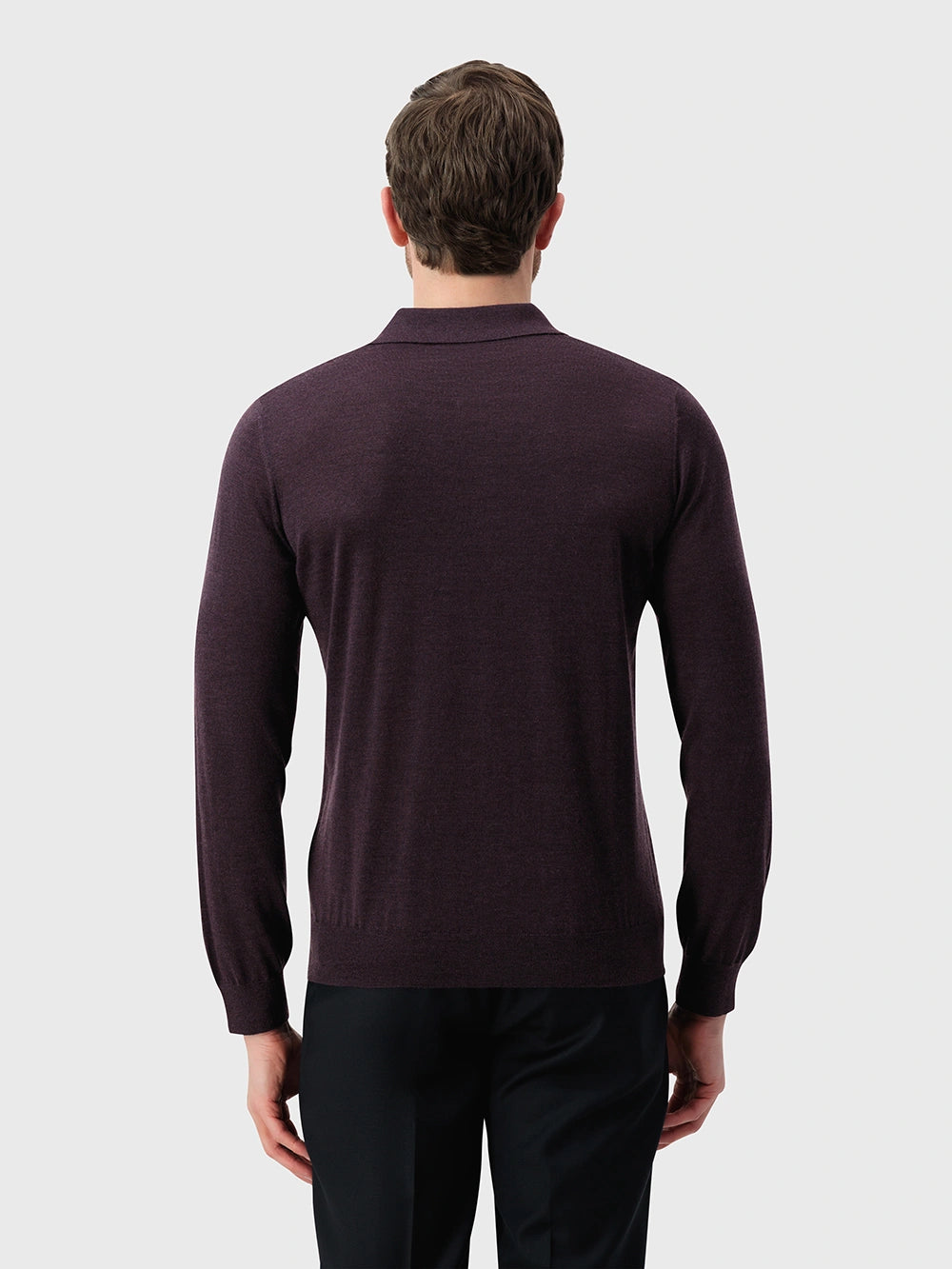 Jacquard Polo Half-Zip Knit with Crocodile Leather Trim – Deep Cherry