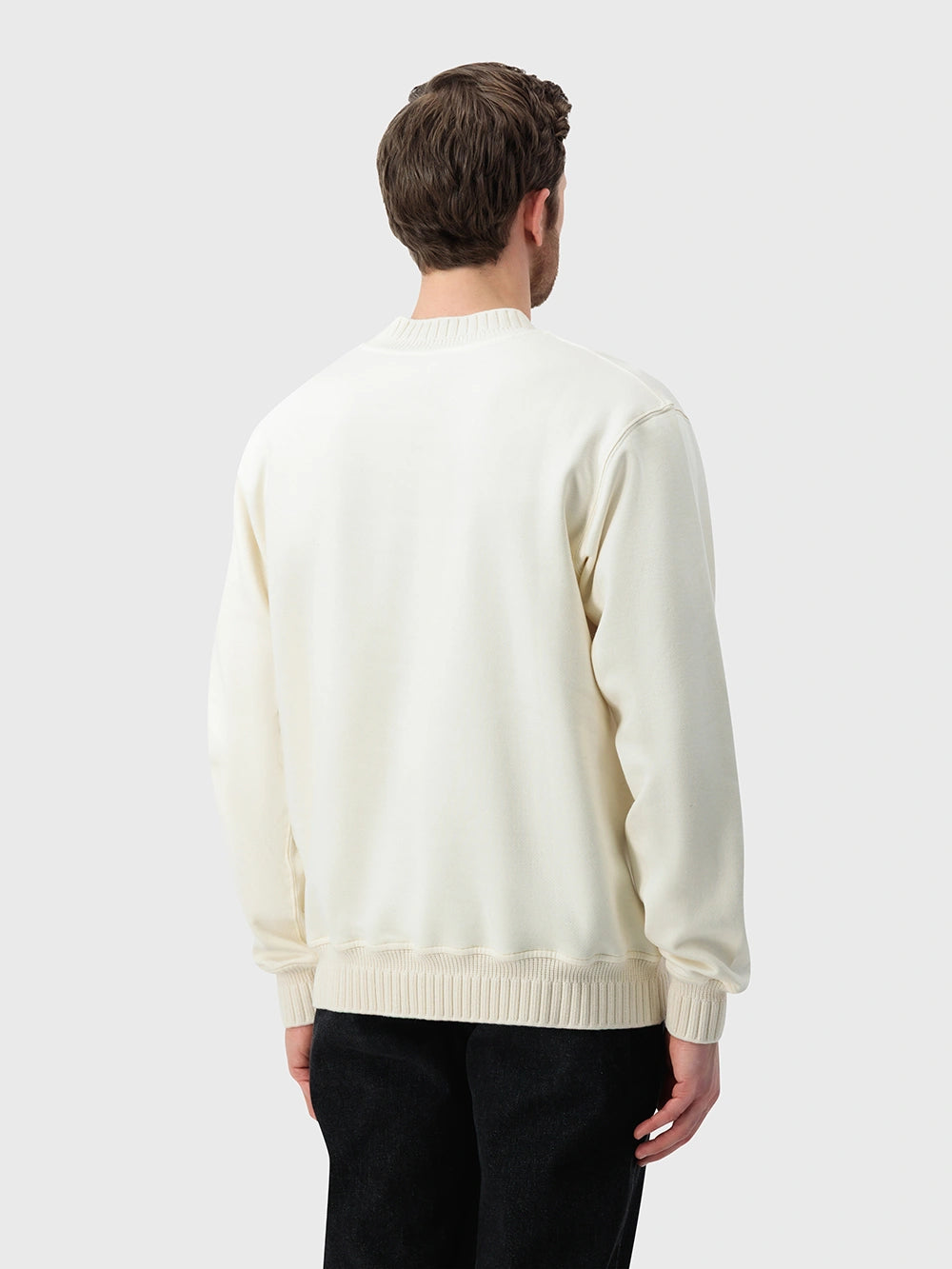 Cotton Wool-Silk Pullover Sweatshirt - Natural White