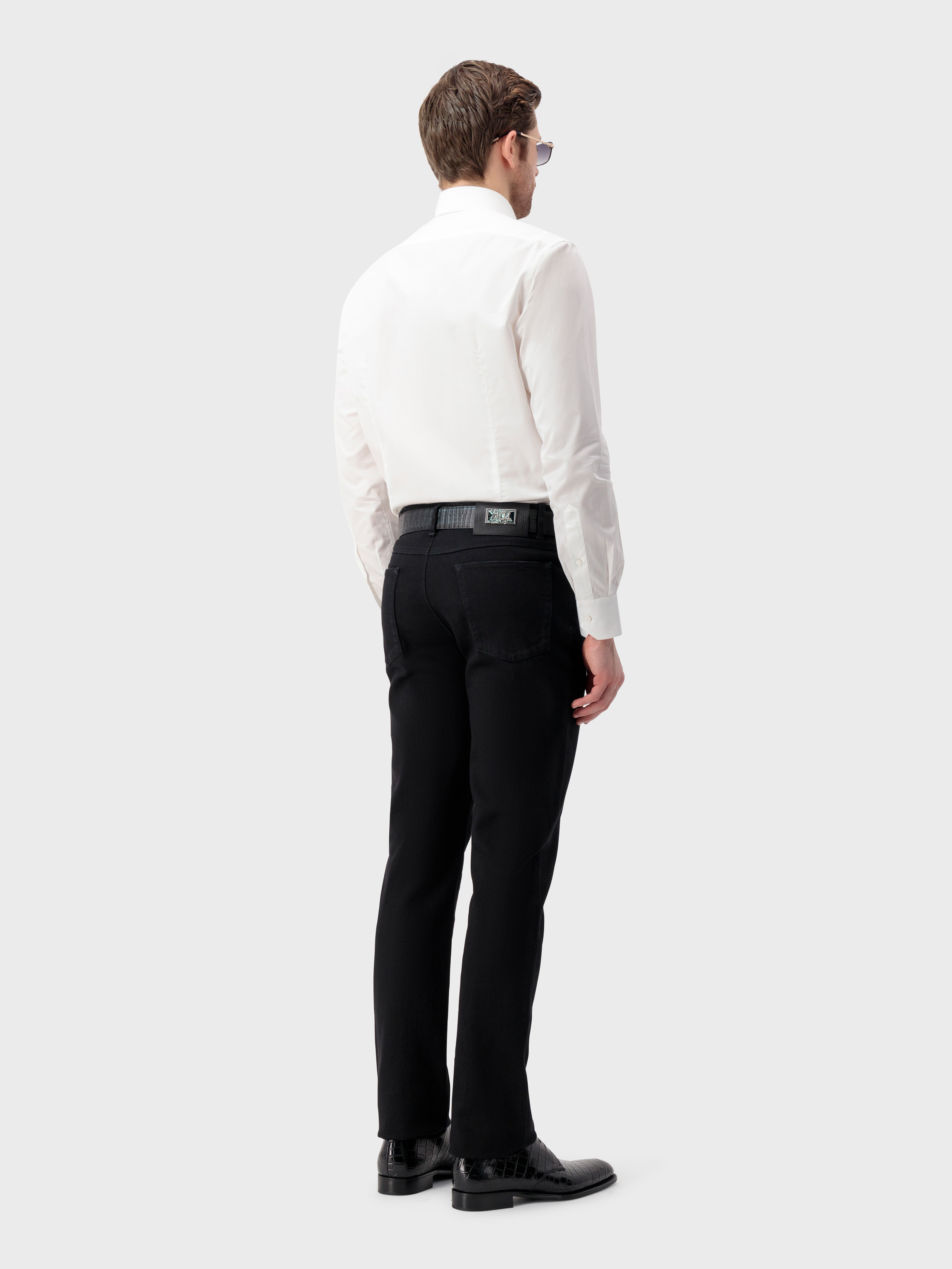 Хлопковая рубашка с одним отложным воротником - Белый