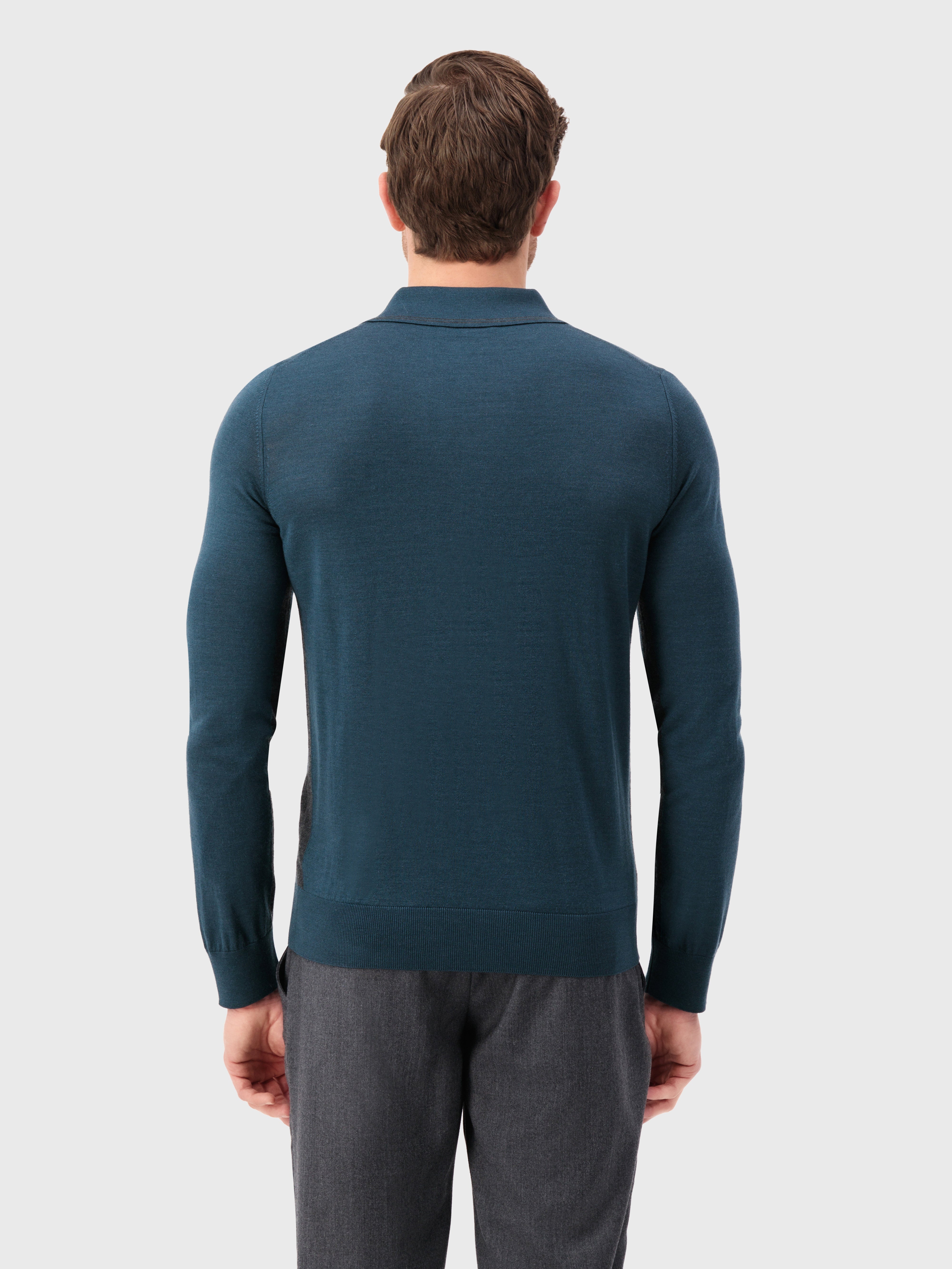 Рубашка-поло с длинным рукавом и вышивкой эмблемы грифона темно-зеленая