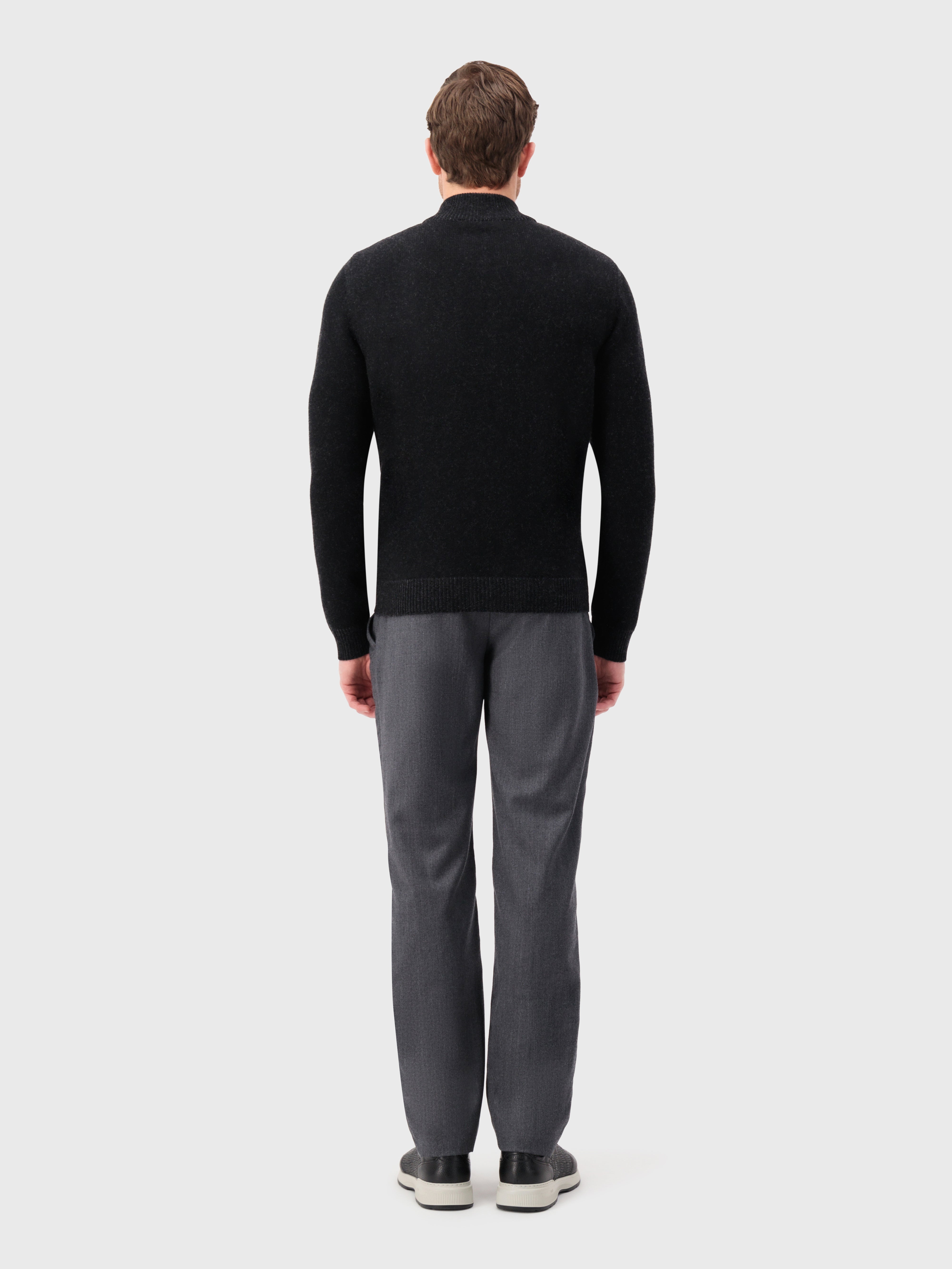 Geometric Pattern Knit Sweater in Cashmere and Wool Black