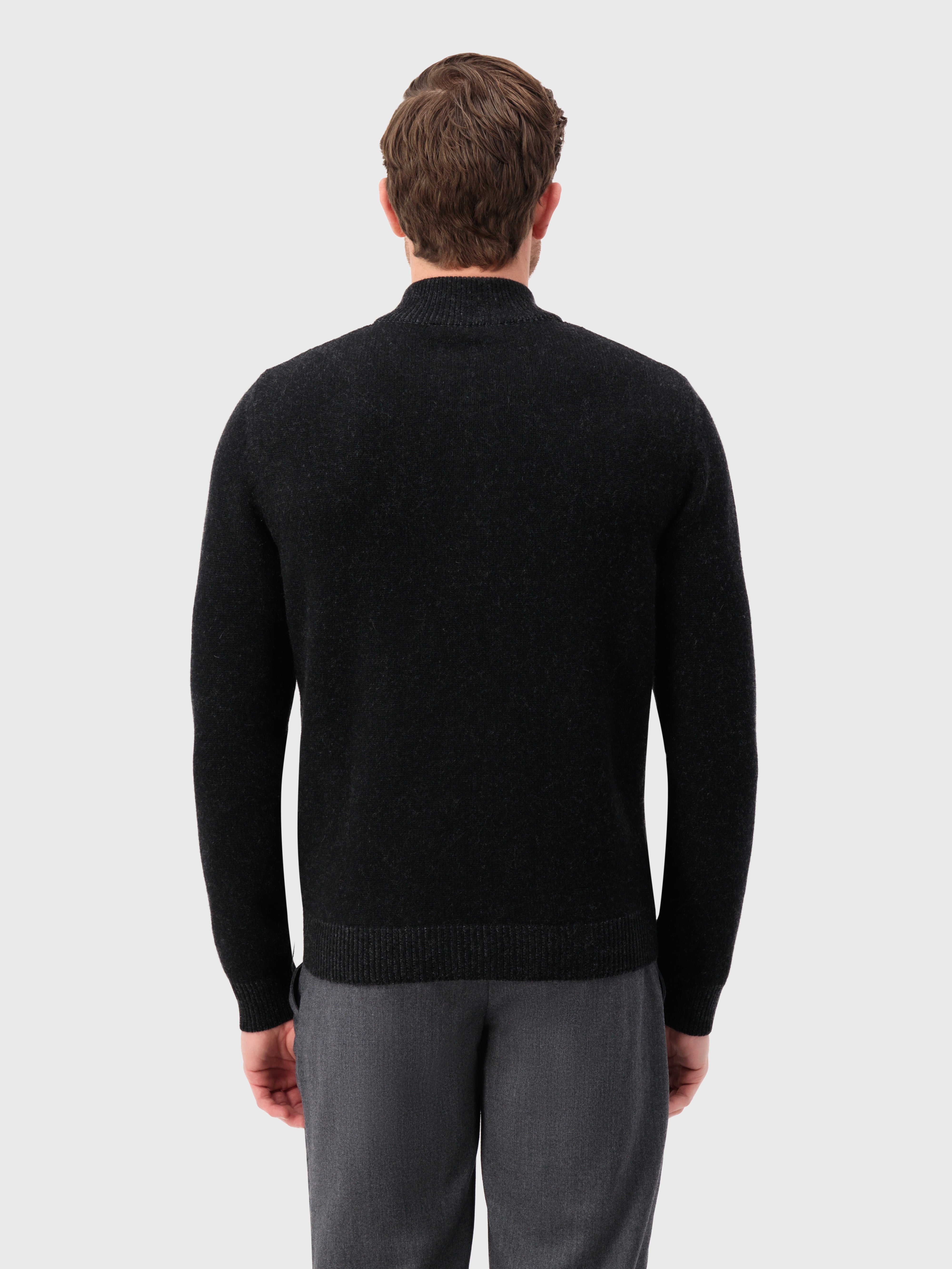 Geometric Pattern Knit Sweater in Cashmere and Wool Black