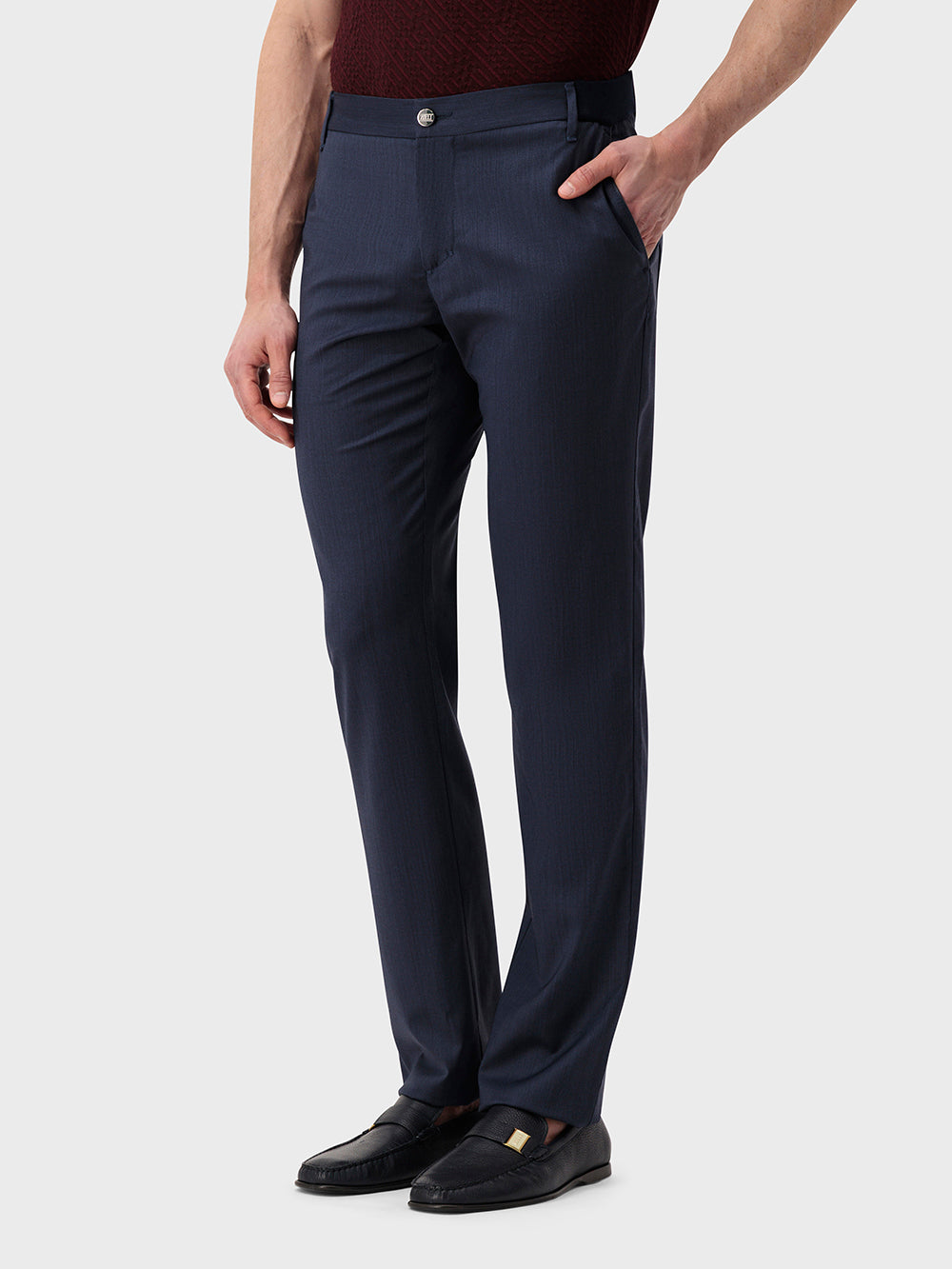 Брюки из виргинской шерсти в обтяжку - Синий