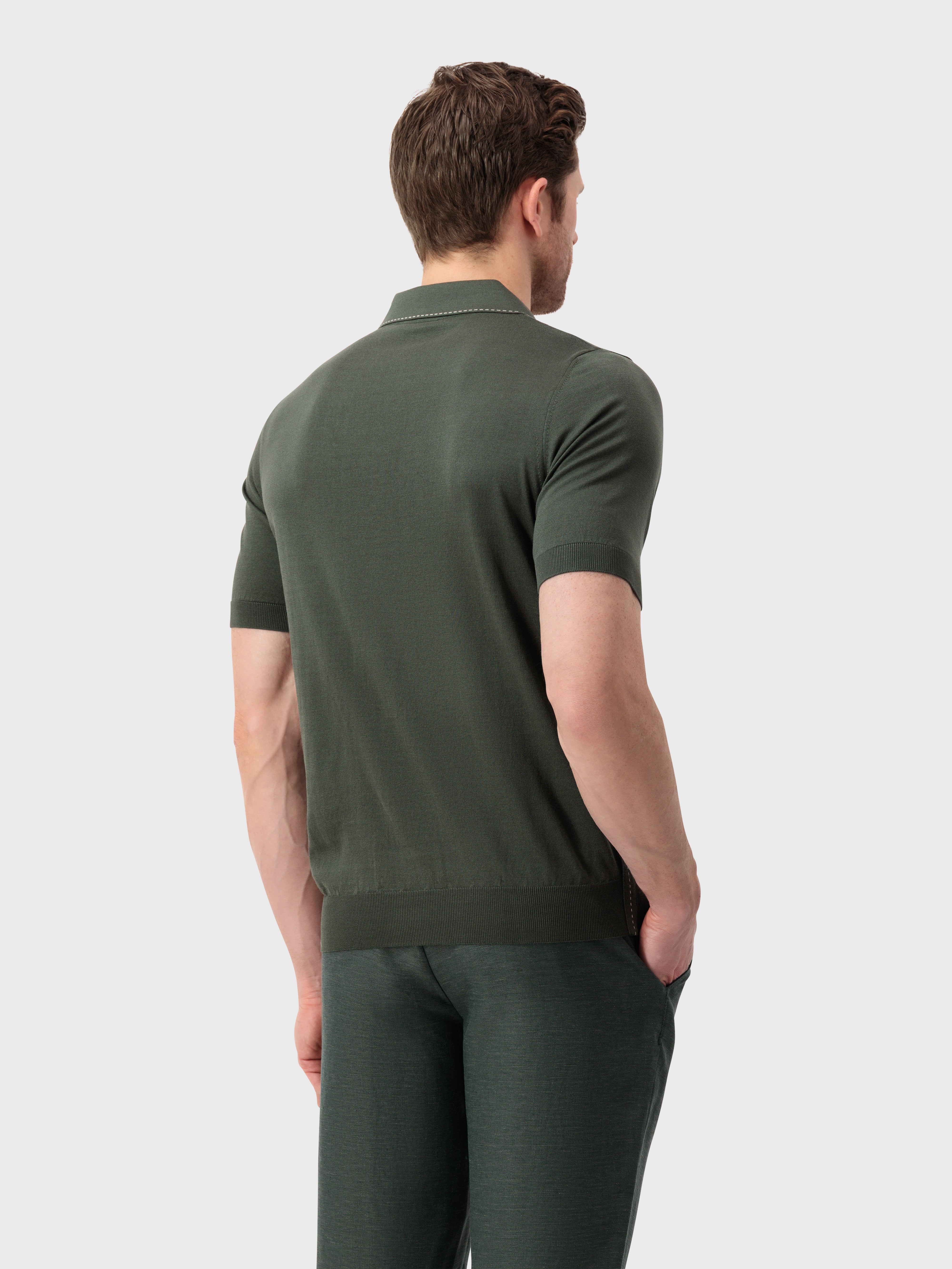 Поло из шелка и хлопка с крокодиловыми узорами - глубокий военный