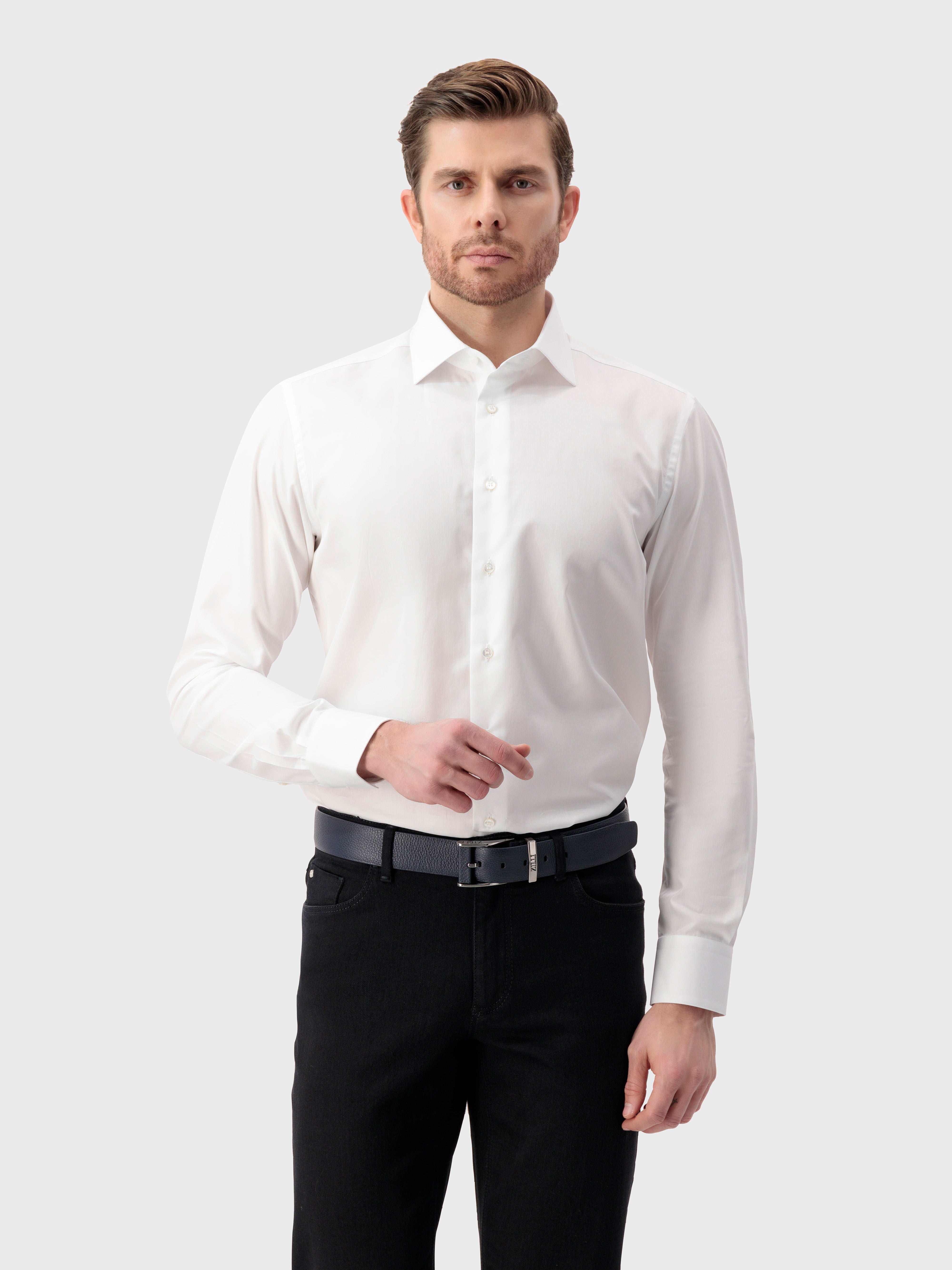 Ruthenium-Finish 2007 Buckle Grained Calfskin Belt - Blue Navy