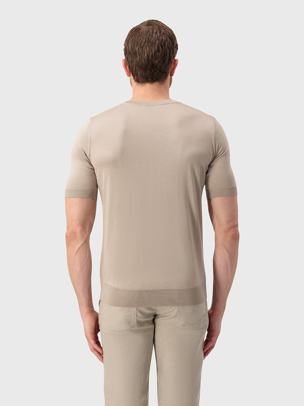 Silk-Knit Stripe Polo Shirt - Pale Fawn