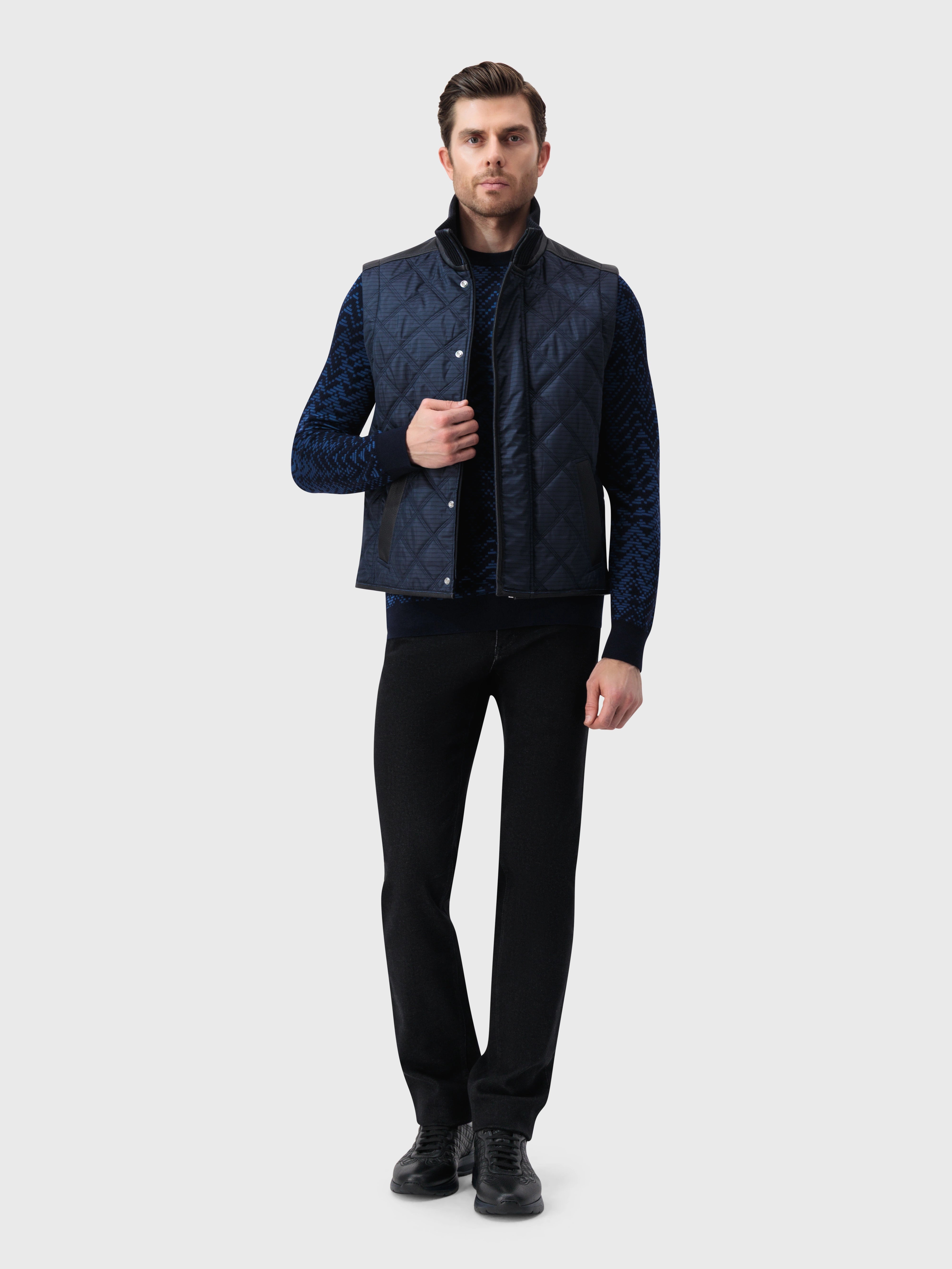 Diamond Patterned Gilet - Dark Navy